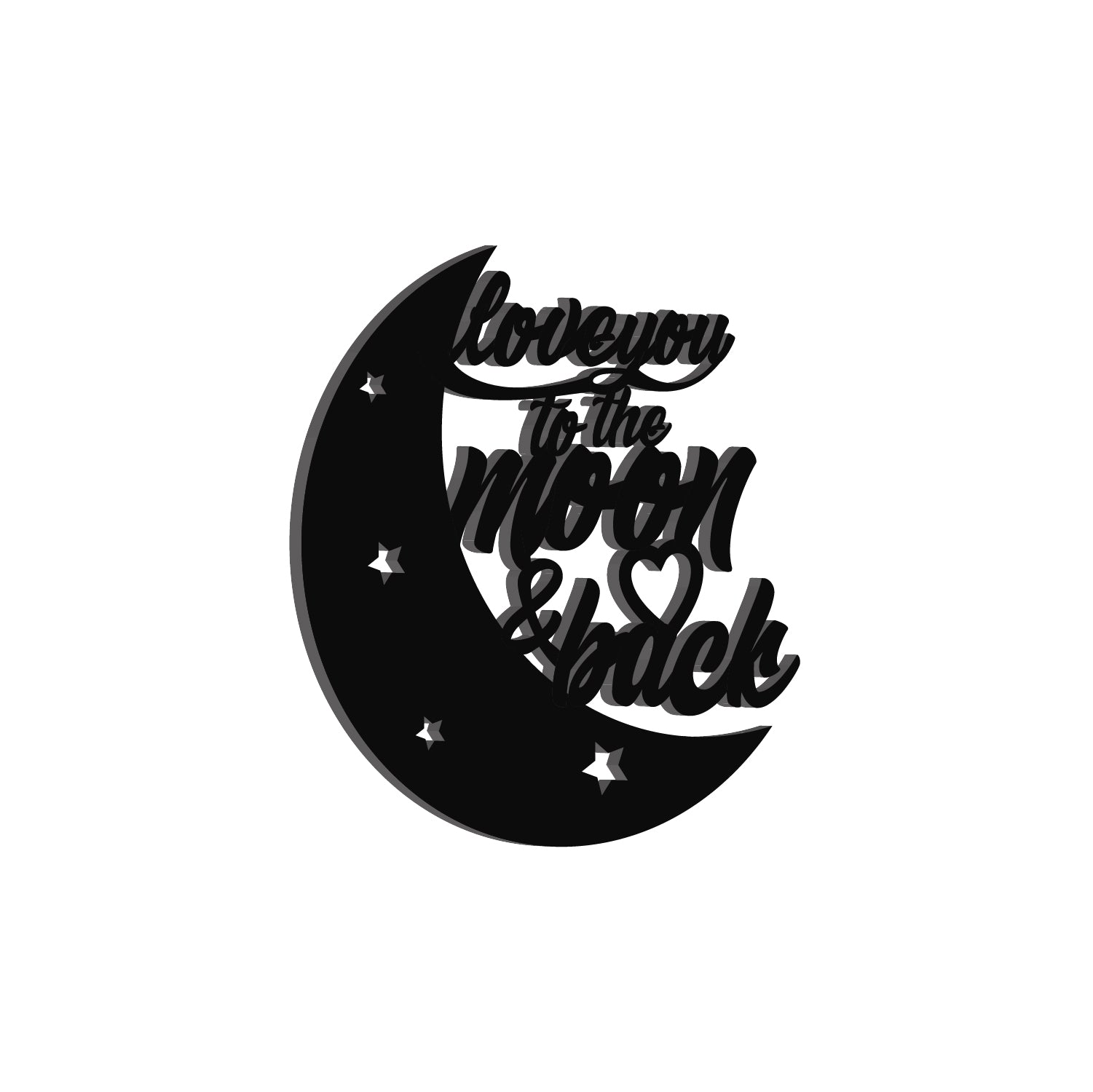 Love You To The Moon And Back Black Engineered Wood Wall Art Cutout, Ready To Hang Home Decor 4