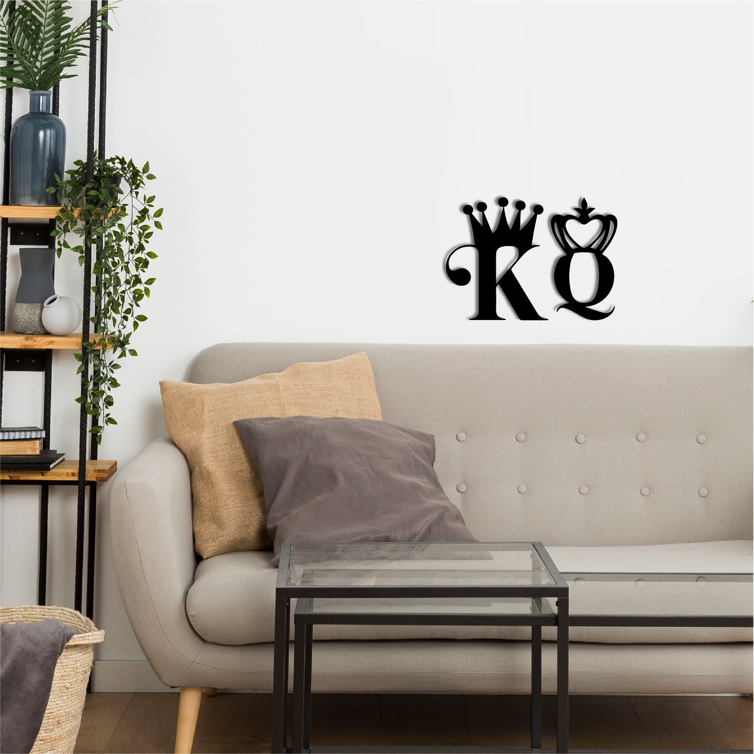 "King And Queen" Love Theme Black Engineered Wood Wall Art Cutout, Ready to Hang Home Décor 1