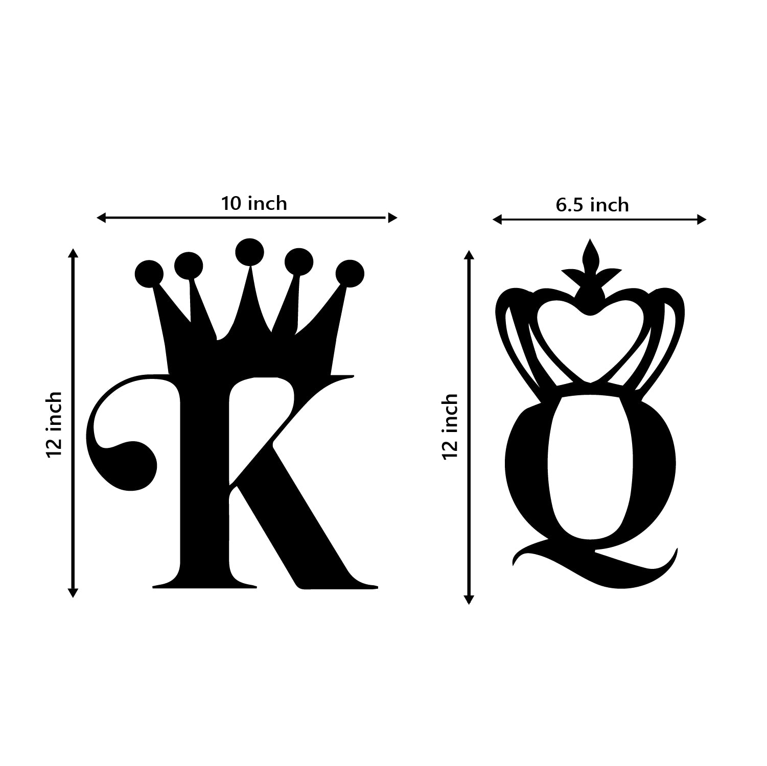 "King And Queen" Love Theme Black Engineered Wood Wall Art Cutout, Ready to Hang Home Décor 3