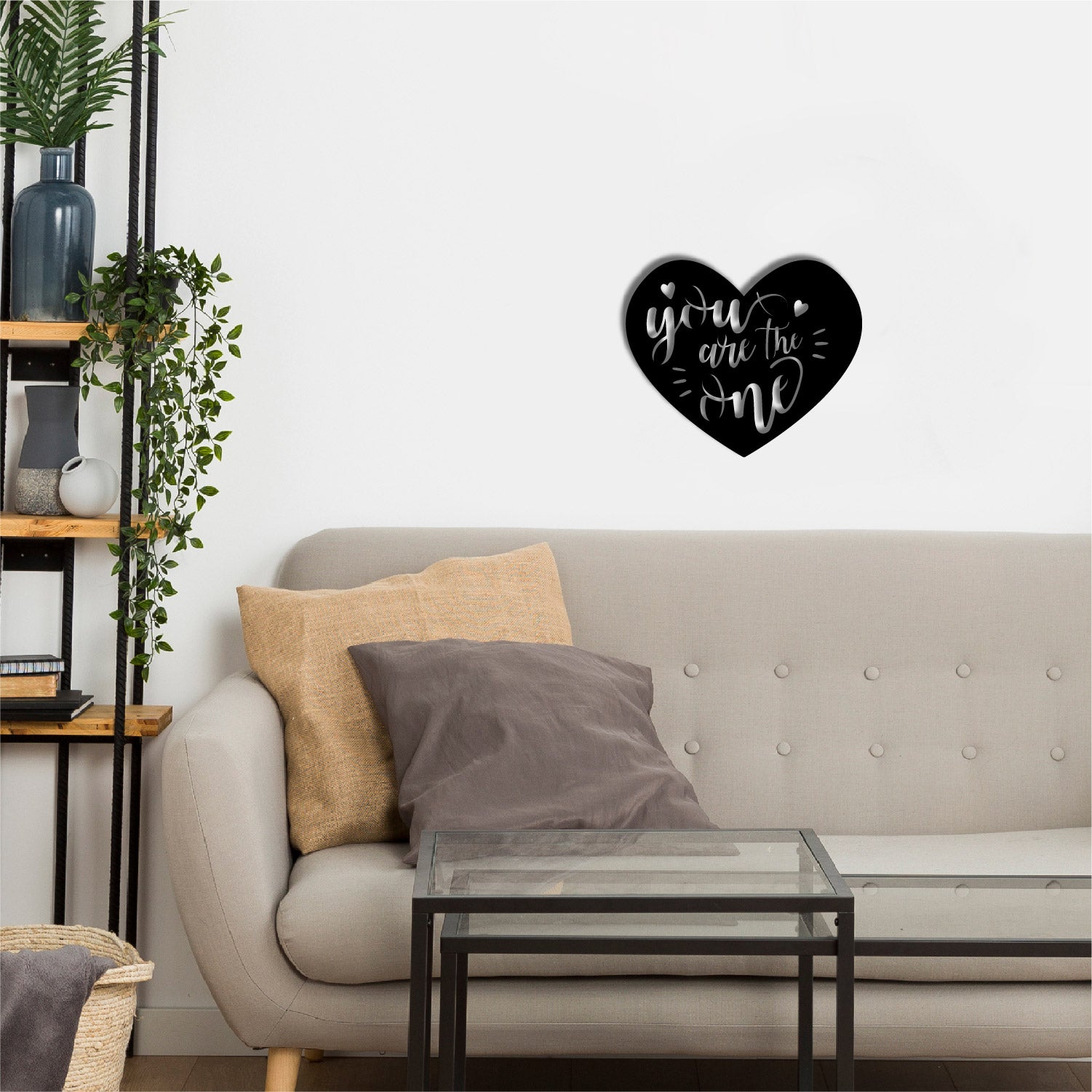 "You are the One" Love Theme Black Engineered Wood Wall Art Cutout, Ready to Hang Home Decor 1