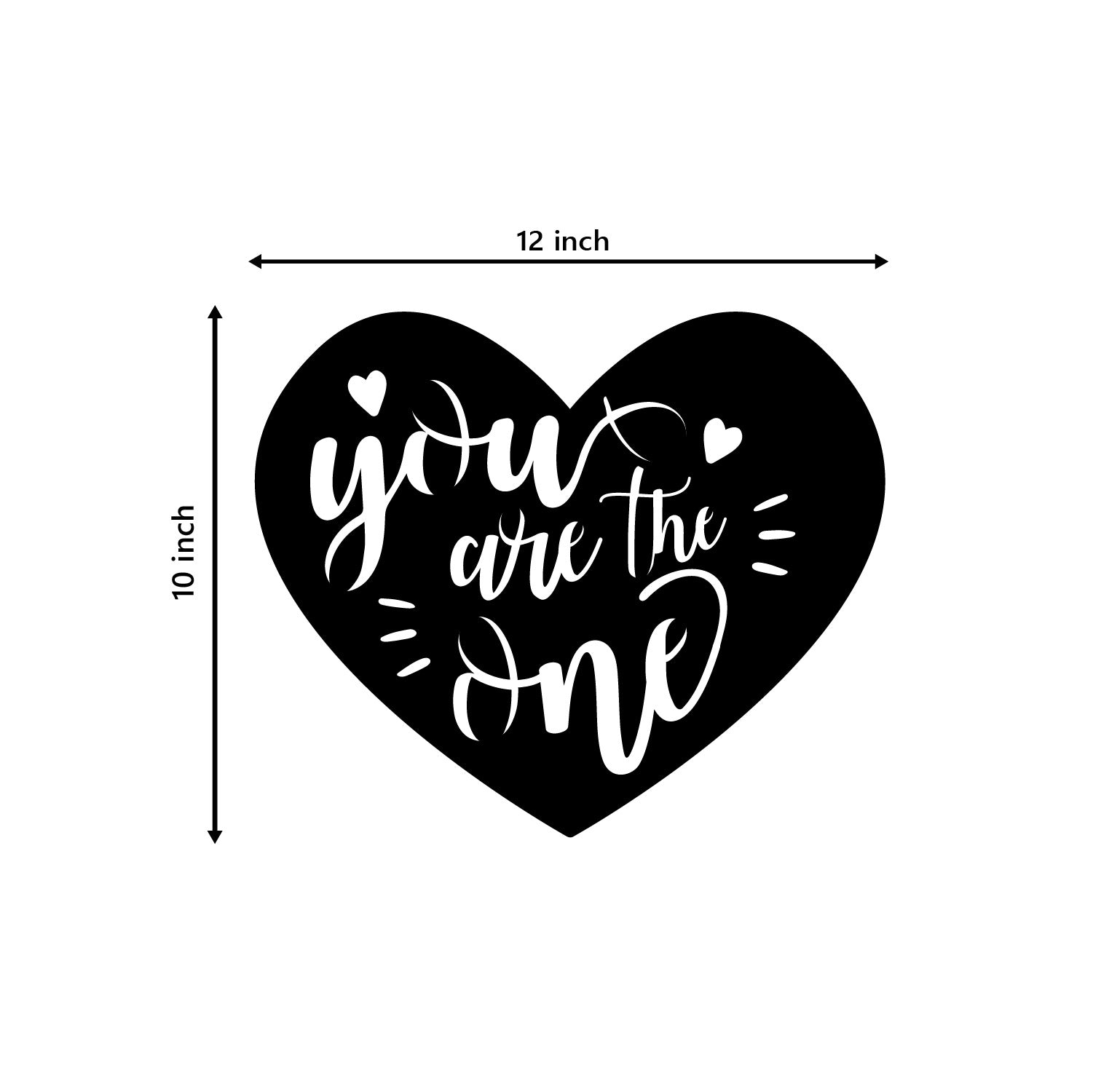 "You are the One" Love Theme Black Engineered Wood Wall Art Cutout, Ready to Hang Home Decor 3