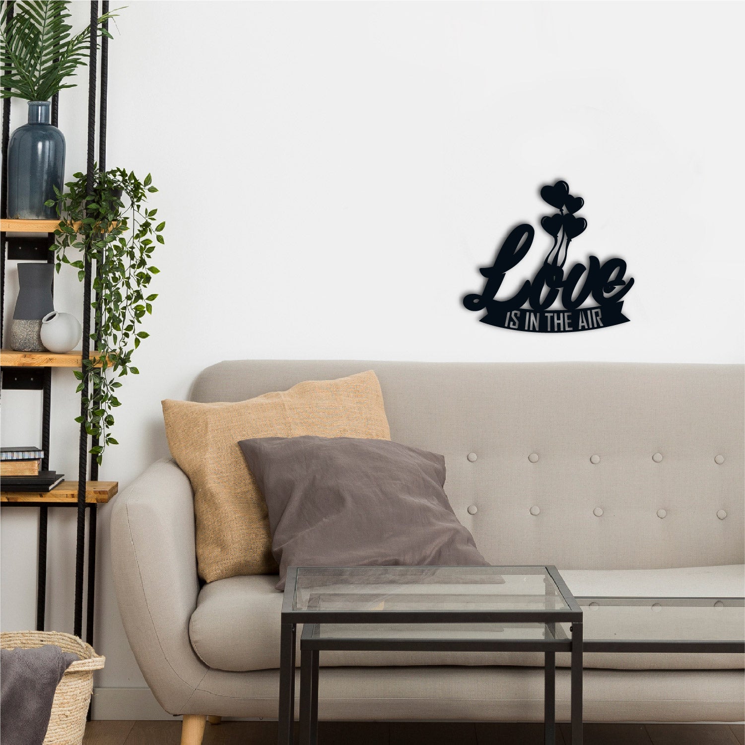 "Love is in the air with Hearth Balloons" Black Engineered Wood Wall Art Cutout, Ready to Hang Home Decor 1