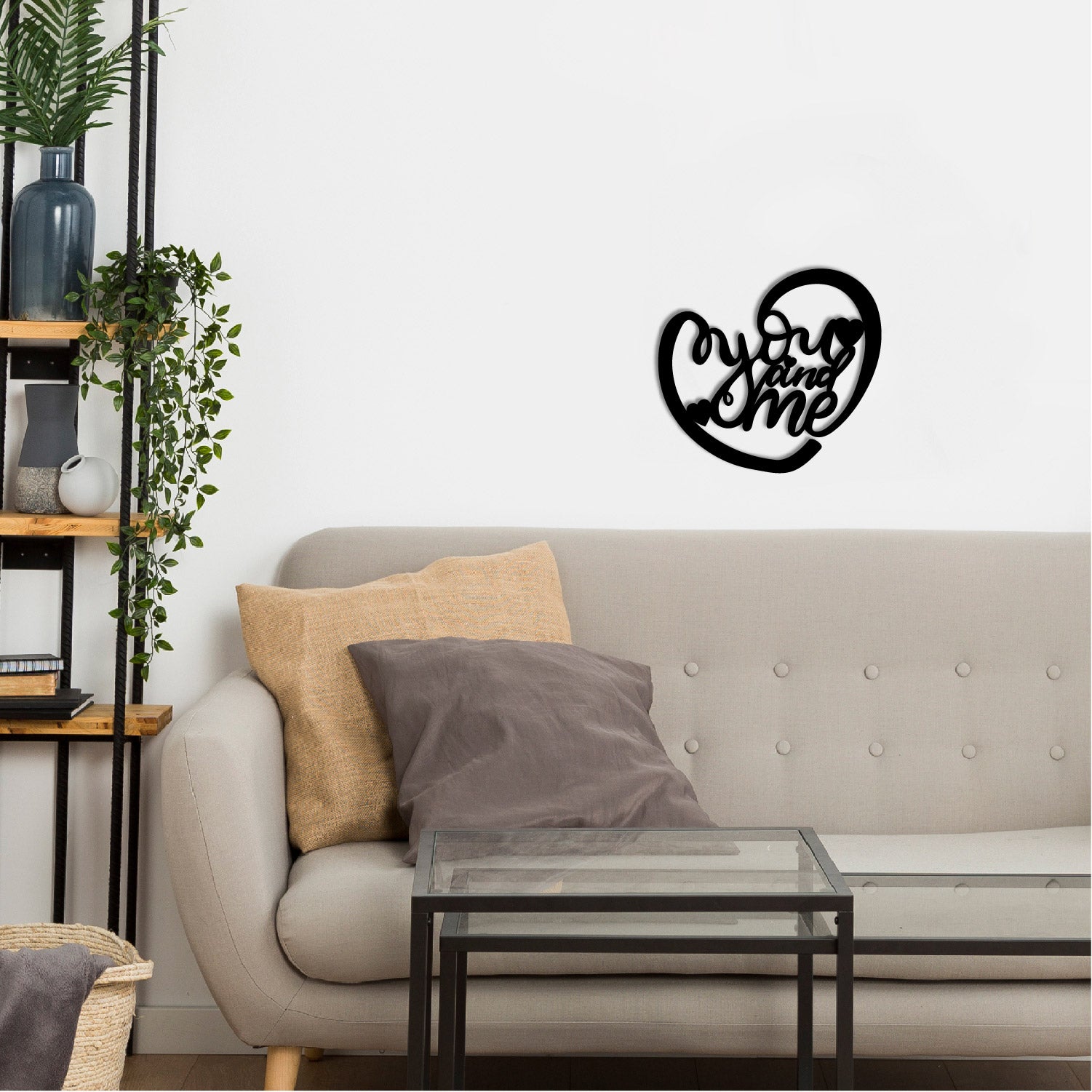 You And Me Heart Shape Black Engineered Wood Wall Art Cutout, Ready To Hang Home Dã©Cor 1