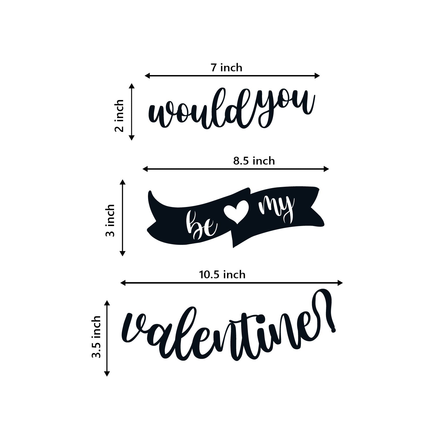 "Would You Be My Valentine" Black Engineered Wood Wall Art Cutout, Ready to Hang Home Decor 3