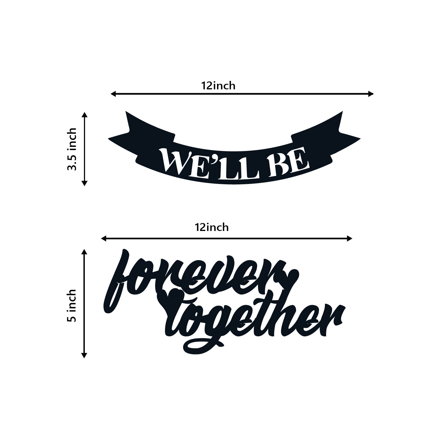We Will Be Forever Together Love Theme Black Engineered Wood Wall Art Cutout, Ready To Hang Home Decor 3