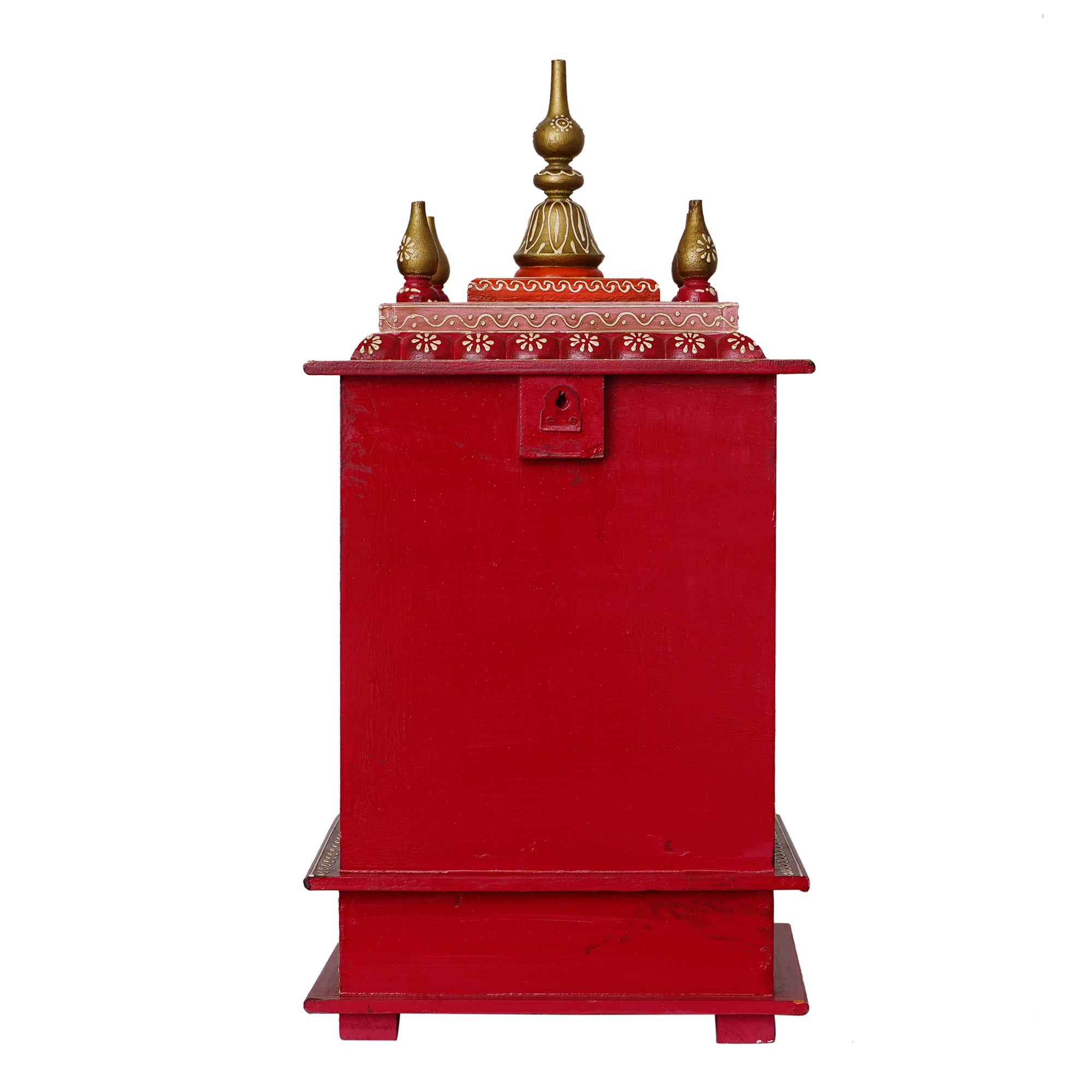 Red, Orange and Green Wooden Pooja Temple/Mandir with Storage Option 6