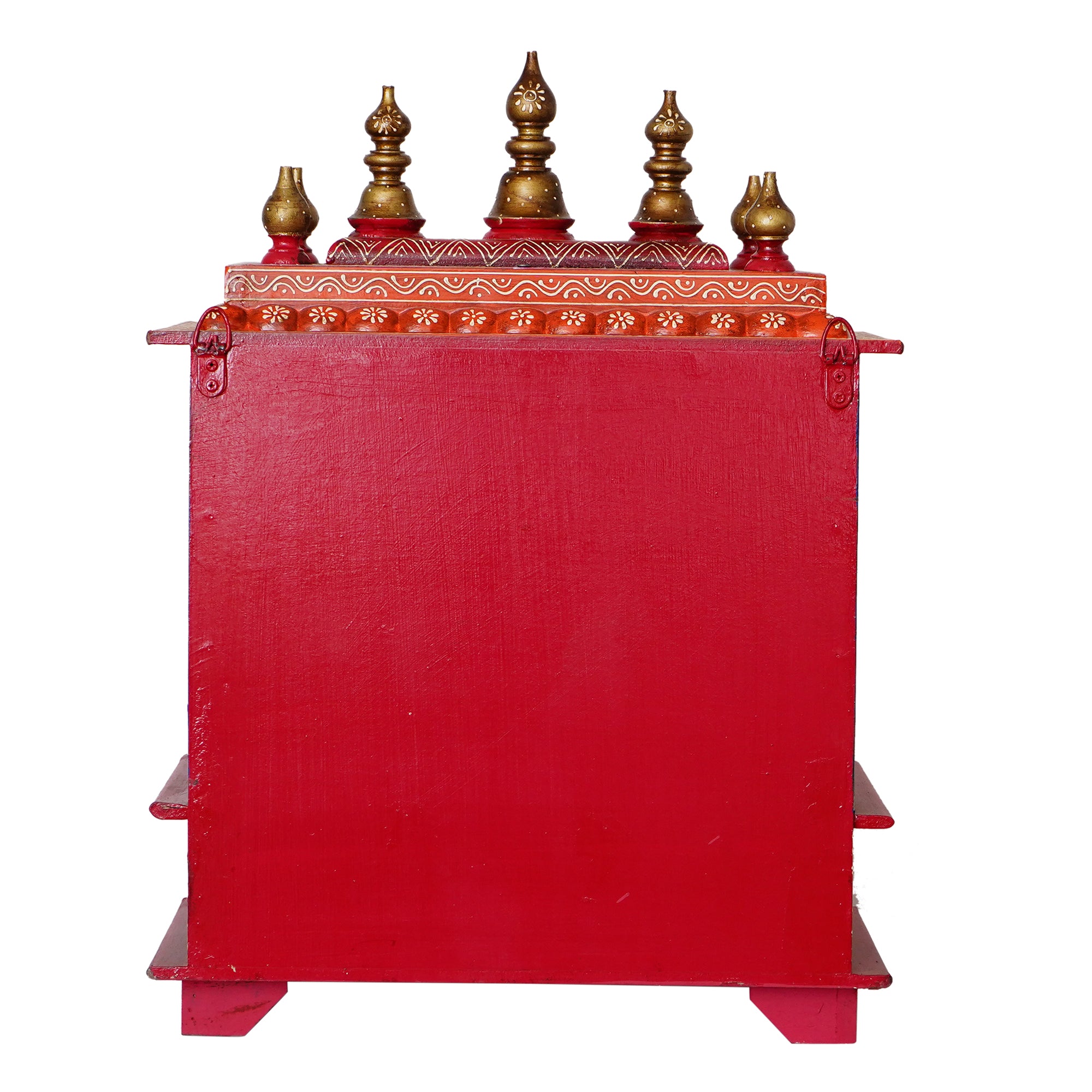 Red Wooden Pooja Temple/Mandir with Door and Storage Option 6