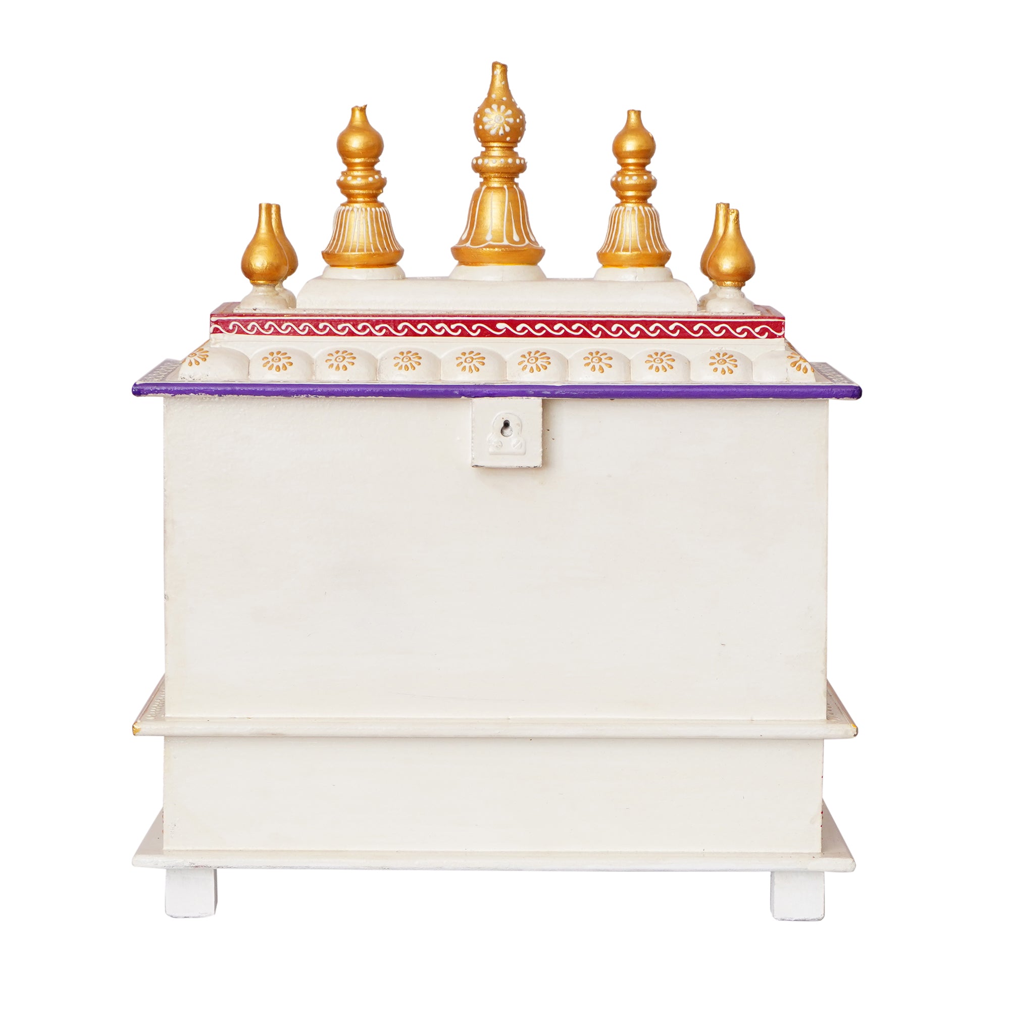 Golden, White and Orange Wooden Pooja Temple/Mandir with Storage Option 6