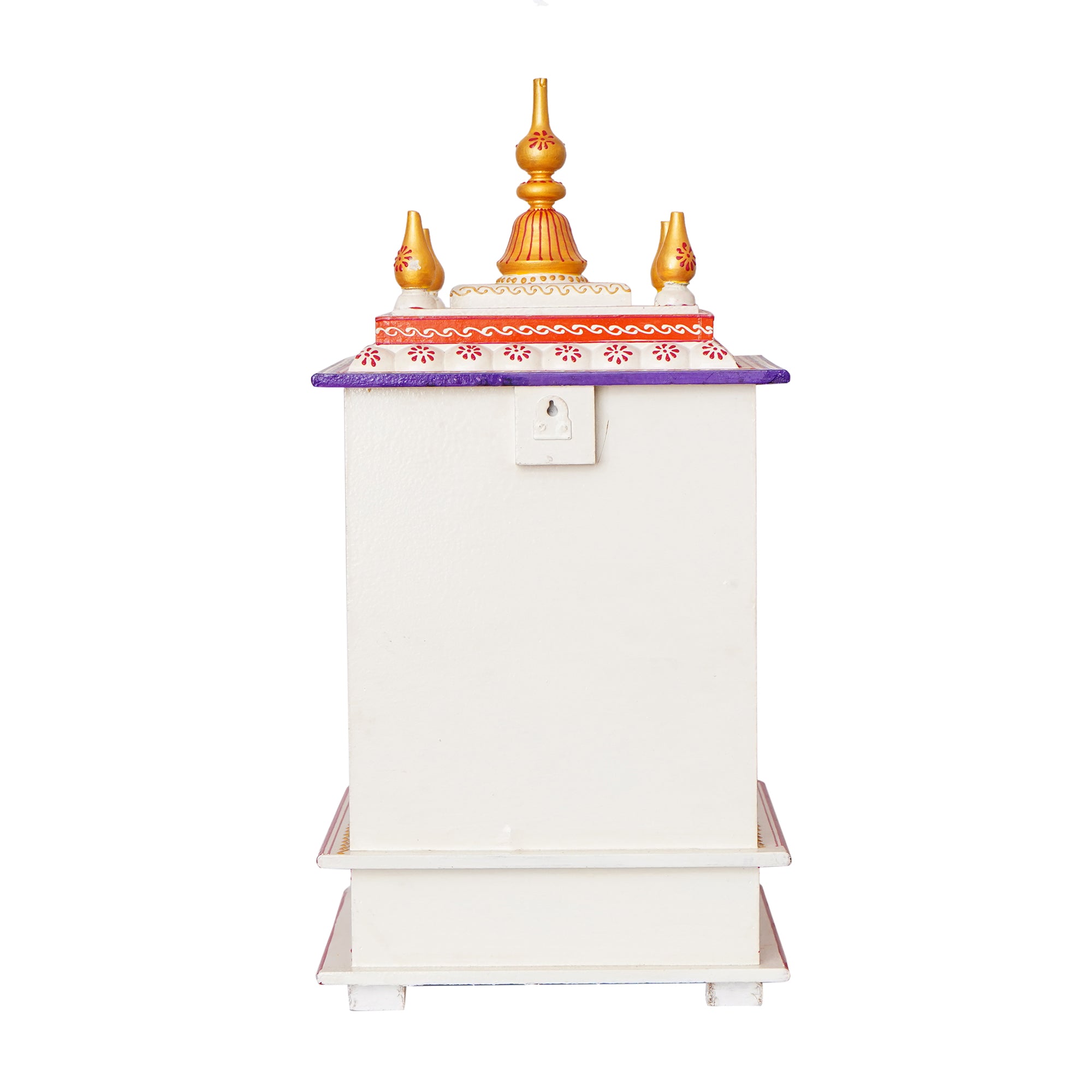 White, Red and Golden Wooden Pooja Temple/Mandir with Storage Option 6