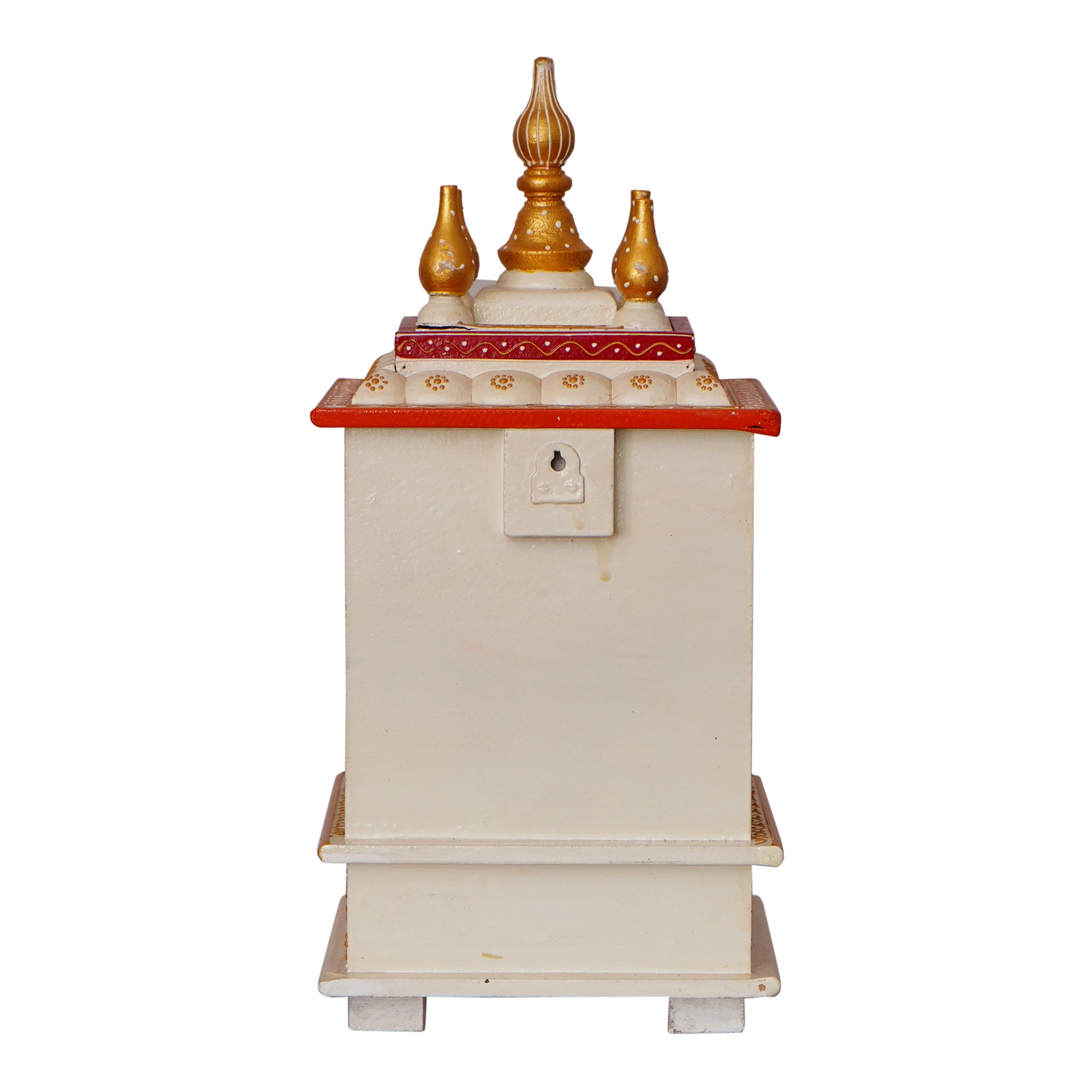 White and Red Wood Pooja Temple/Mandir with Storage Option 6