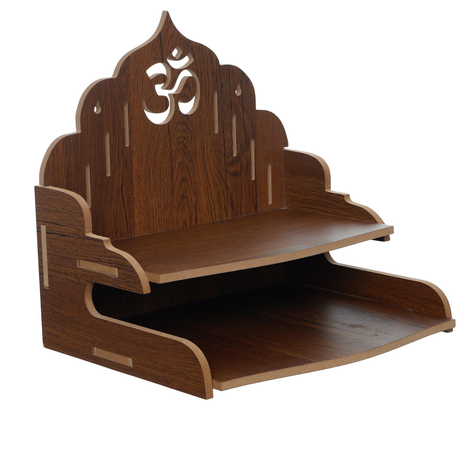 Om Design with Shelf Laminated Wood Pooja Temple/Mandir 2