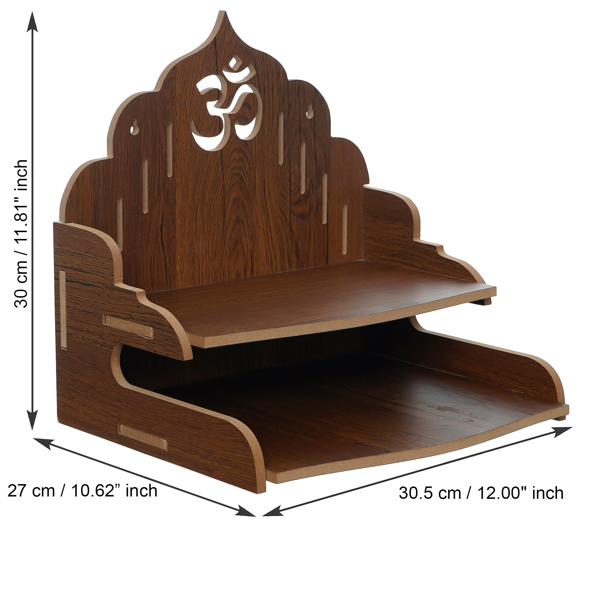 Om Design with Shelf Laminated Wood Pooja Temple/Mandir 3