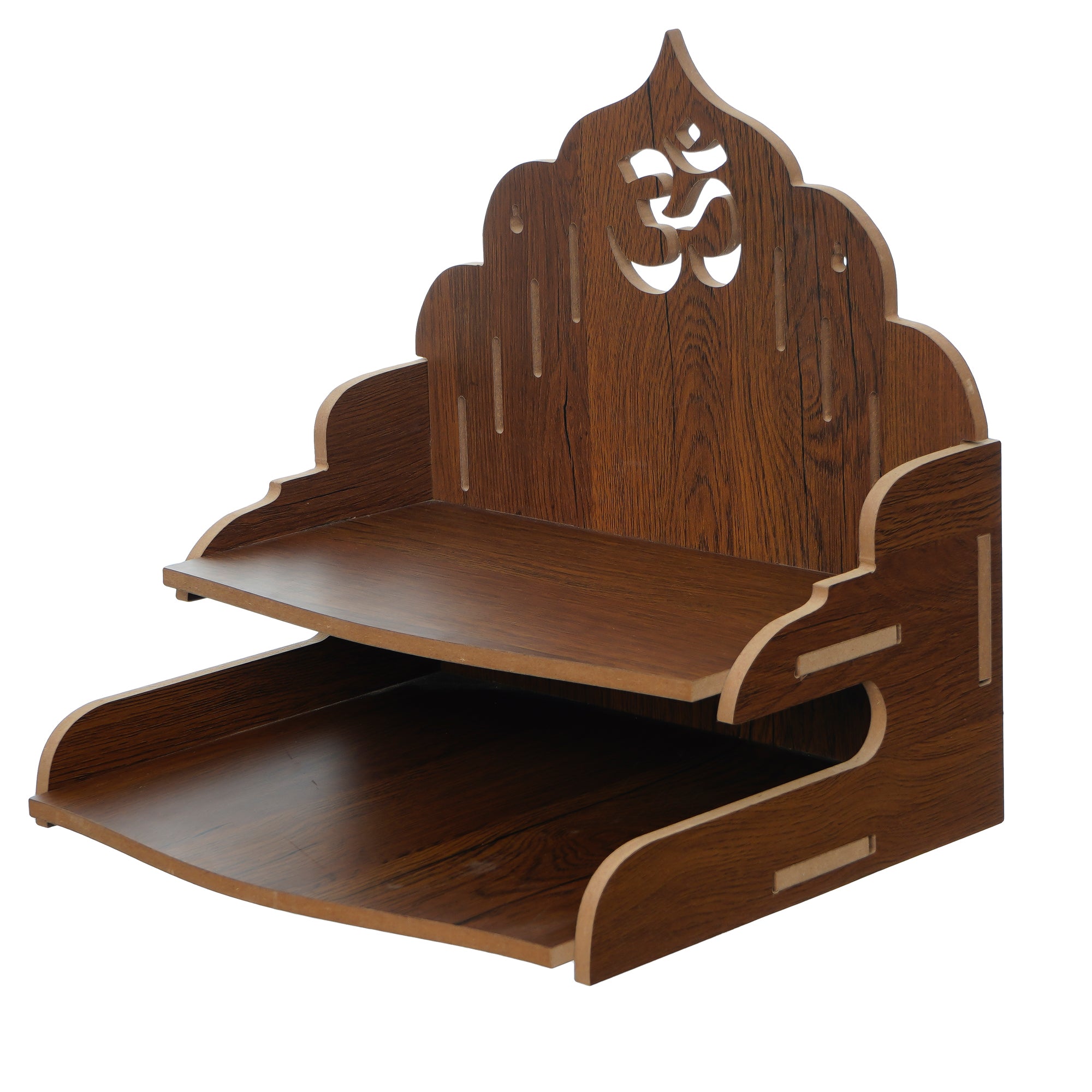 Om Design with Shelf Laminated Wood Pooja Temple/Mandir 4
