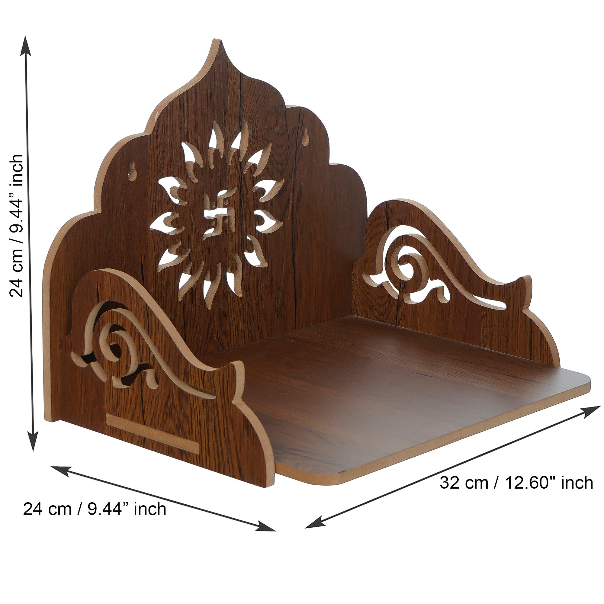 Swastik Design Laminated Wood Pooja Temple/Mandir 3