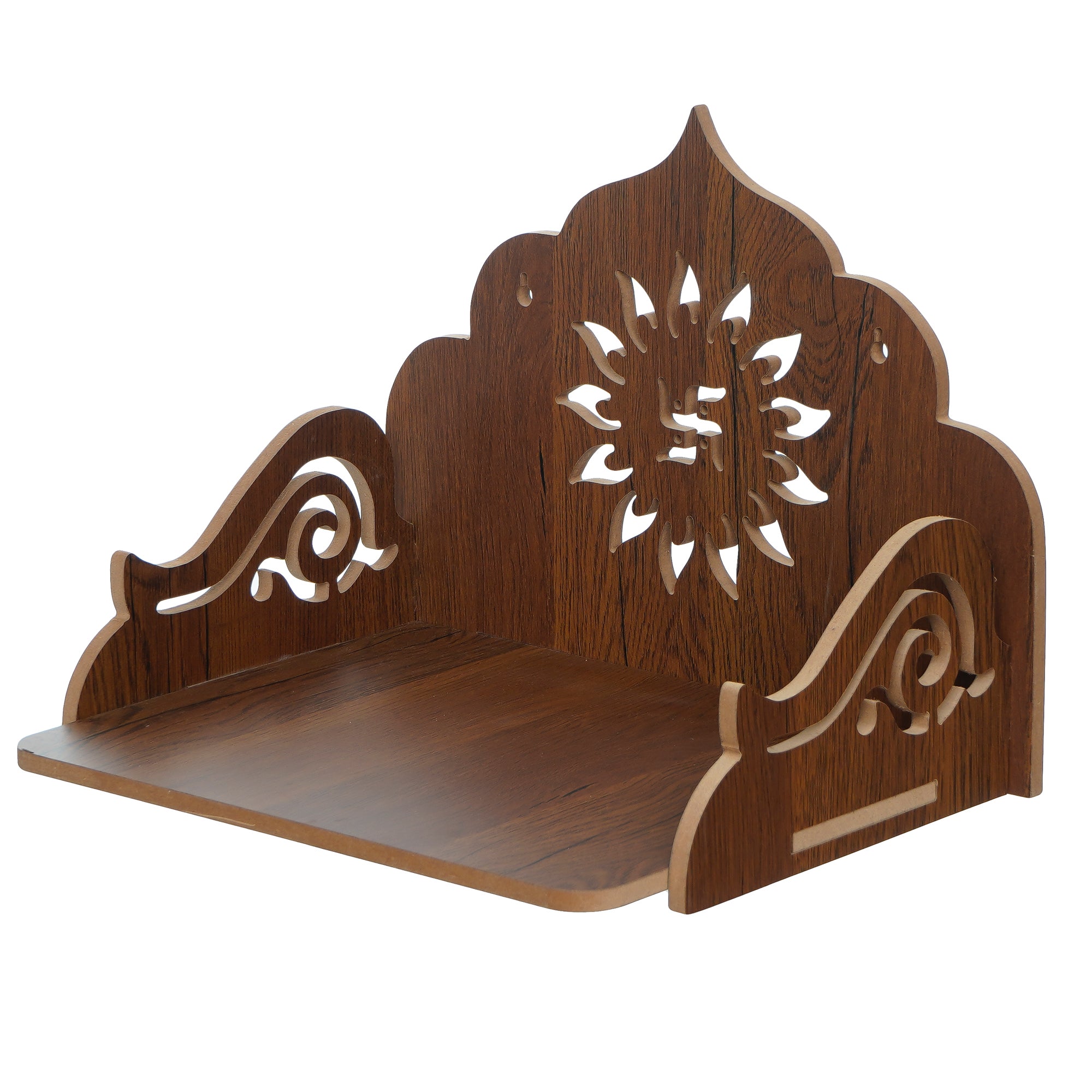 Swastik Design Laminated Wood Pooja Temple/Mandir 4