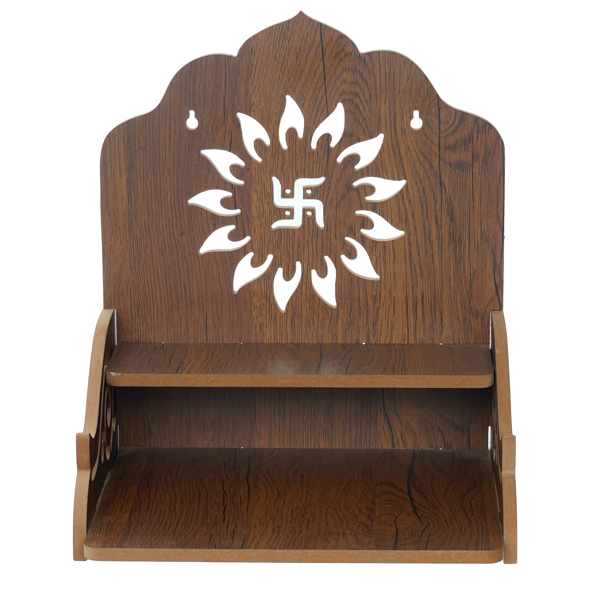 Swastik Design with Shelf Laminated Wood Pooja Temple/Mandir 5