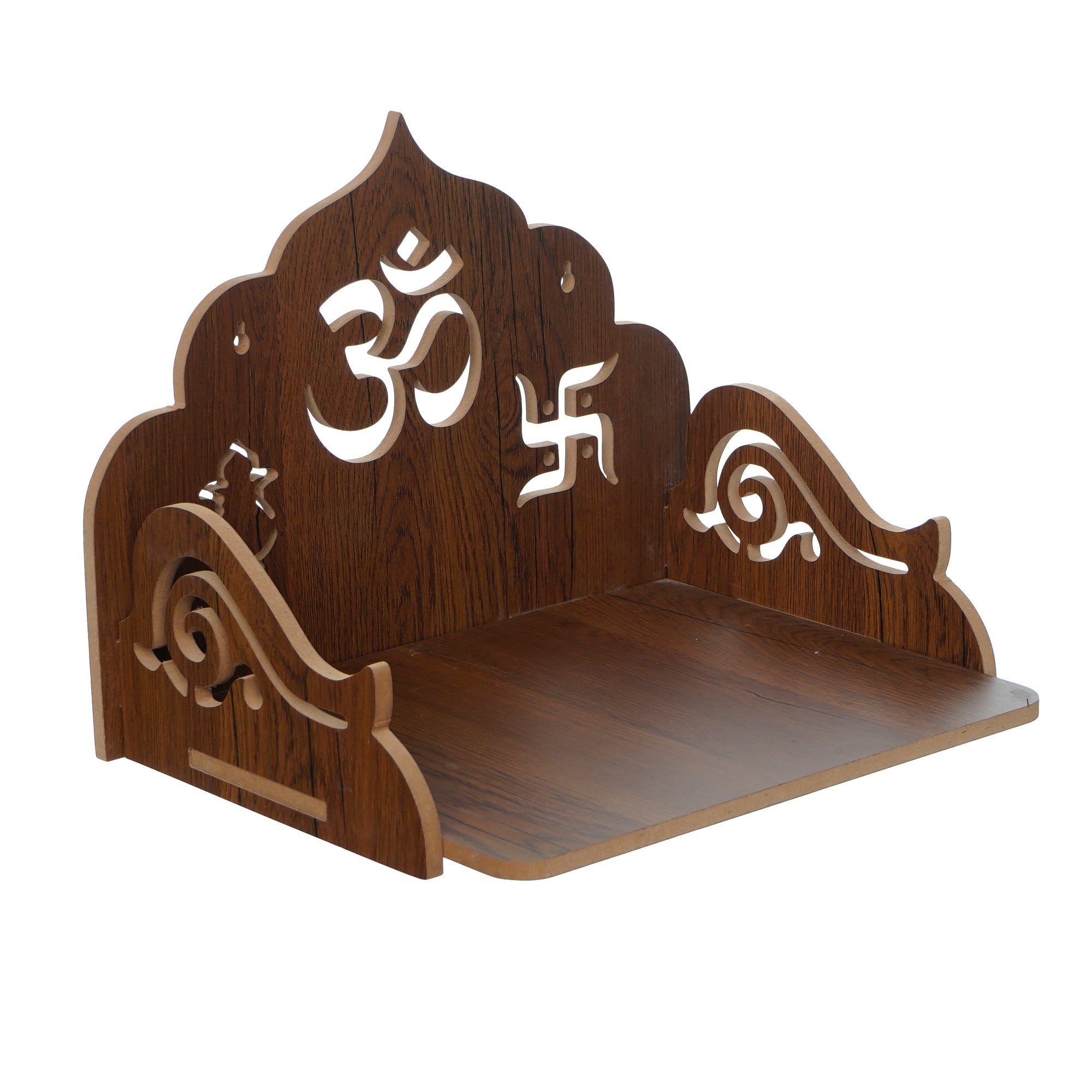 Om with Swastik and Kalash Design Laminated Wood Pooja Temple/Mandir 2