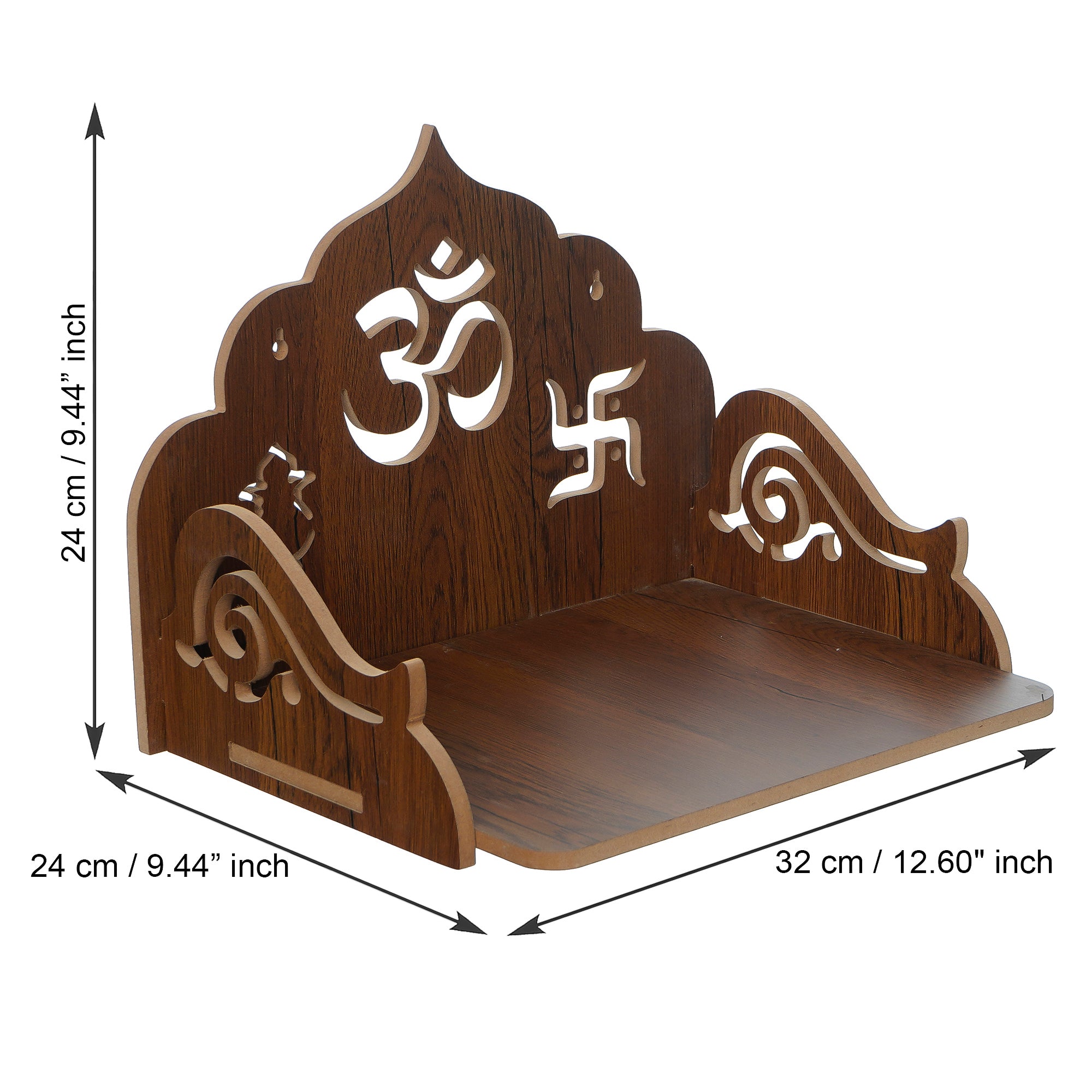 Om with Swastik and Kalash Design Laminated Wood Pooja Temple/Mandir 3
