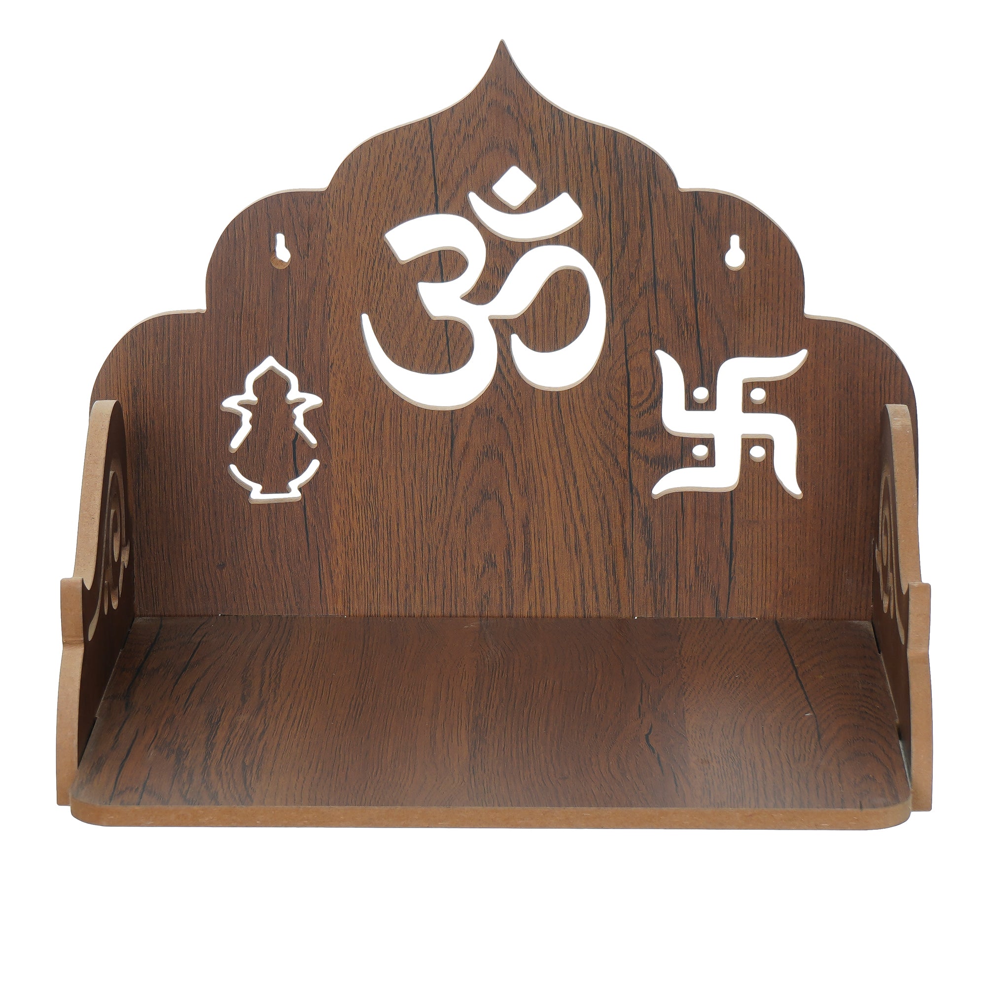 Om with Swastik and Kalash Design Laminated Wood Pooja Temple/Mandir 5