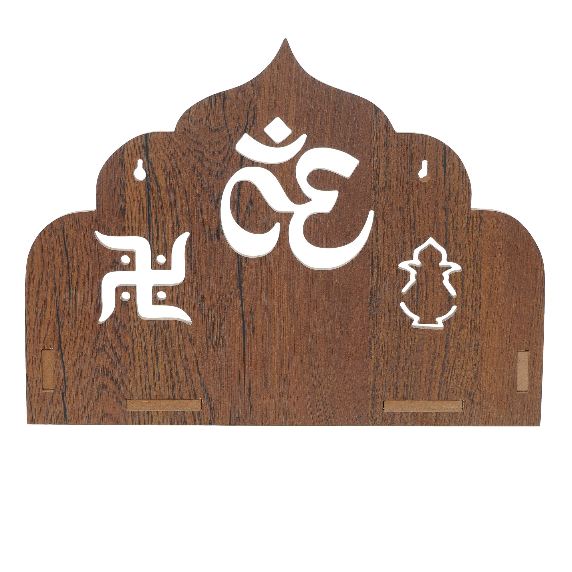 Om with Swastik and Kalash Design Laminated Wood Pooja Temple/Mandir 6