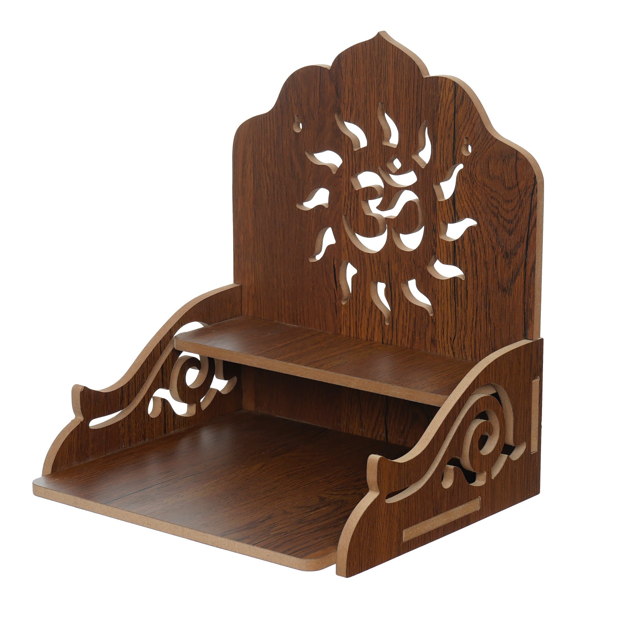 Om Design with Shelf Laminated Wood Pooja Temple/Mandir 4