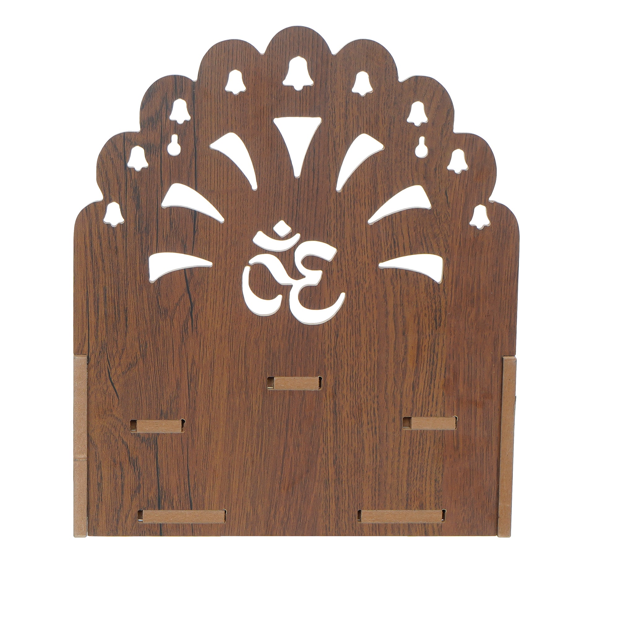 Om with Bells Design and 3 Shelfs Laminated Wood Pooja Temple/Mandir 6