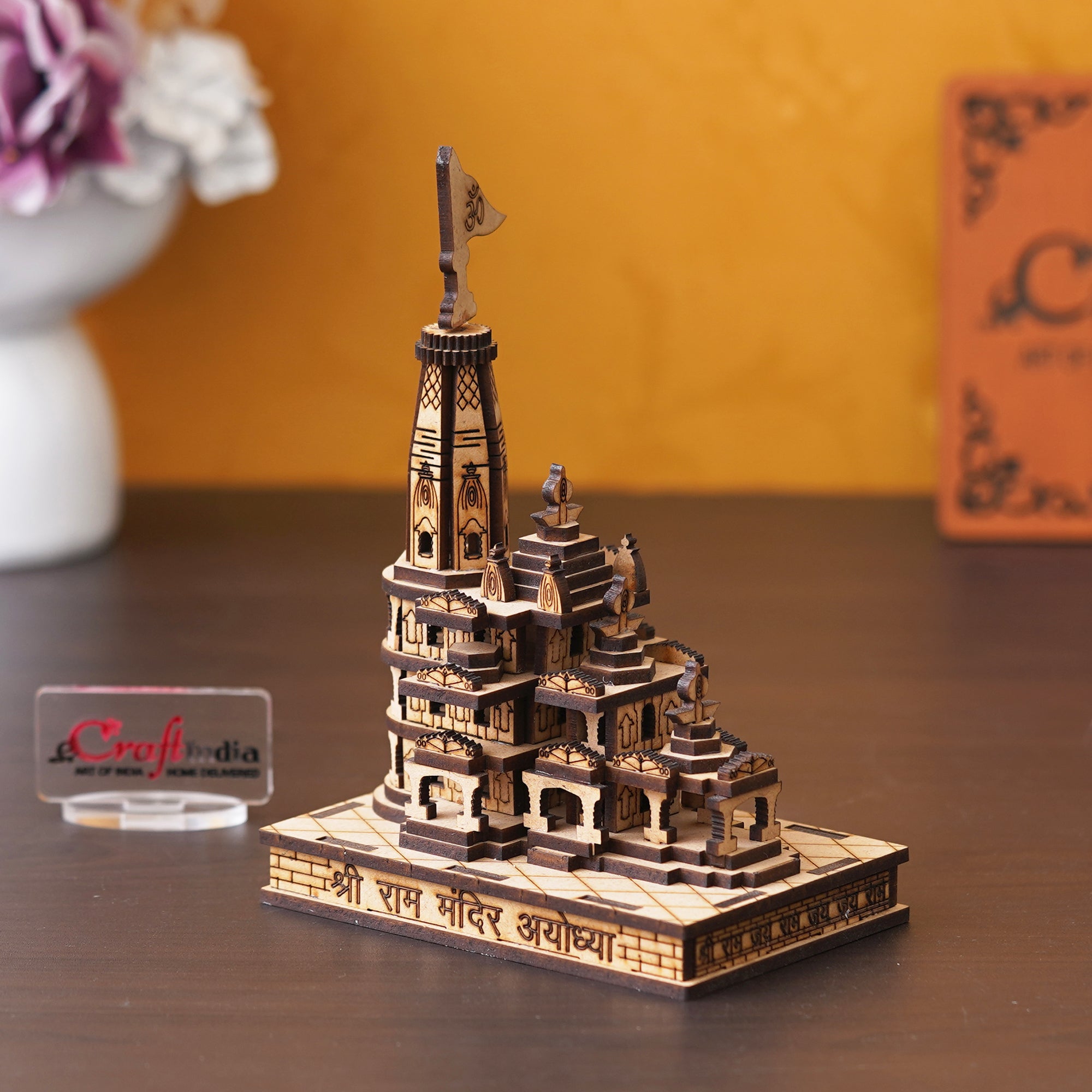 eCraftIndia Shri Ram Mandir Ayodhya Model - Wooden MDF Craftsmanship Authentic Designer Temple with Protective Gift Box - Ideal for Home Temple, Decor, and Spiritual Gifting 1