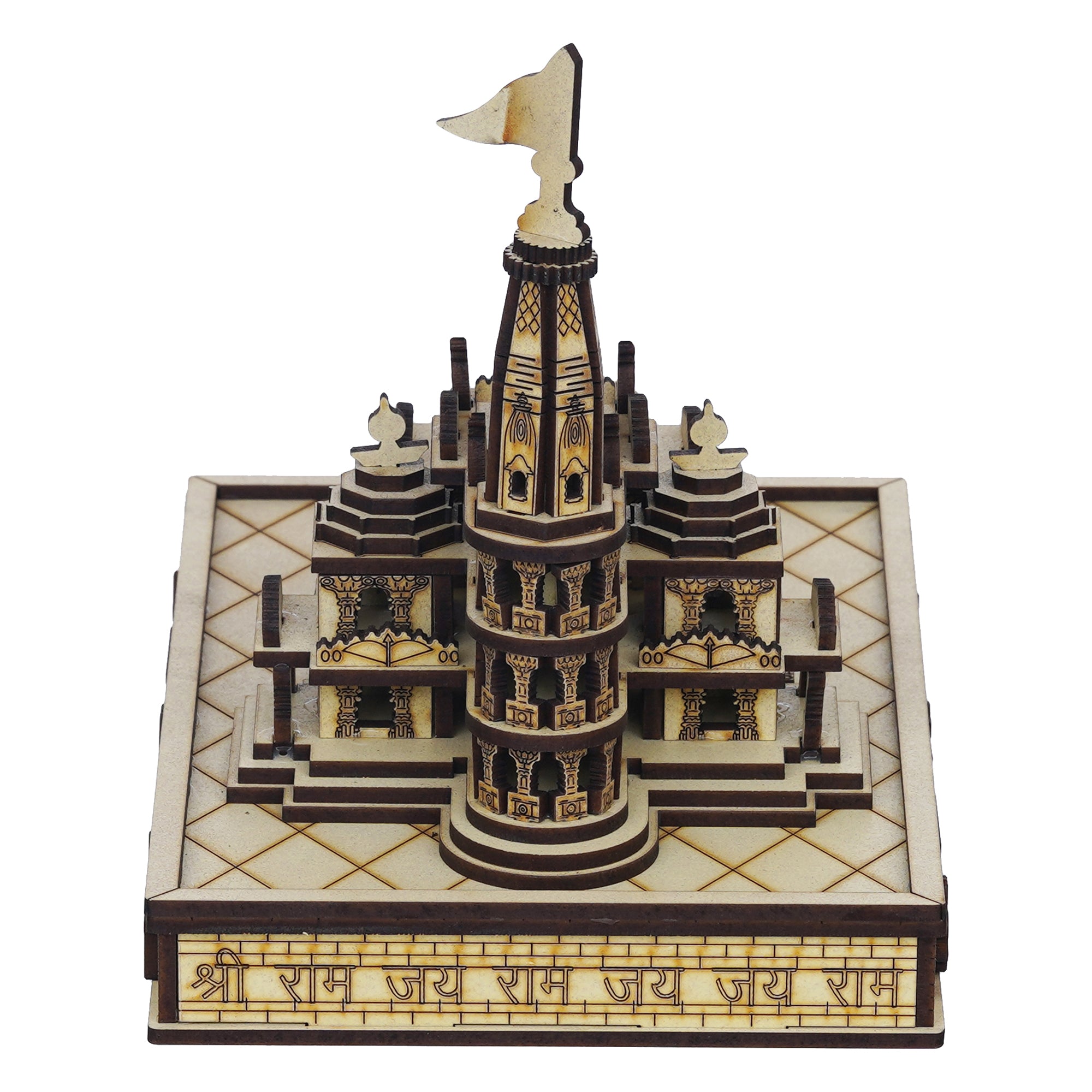 eCraftIndia Shri Ram Mandir Ayodhya Model with Light and Power Adapter - Wooden MDF Craftsmanship Authentic Designer Temple with Protective Gift Box - Ideal for Home Temple, Decor, and Spiritual Gifting 8