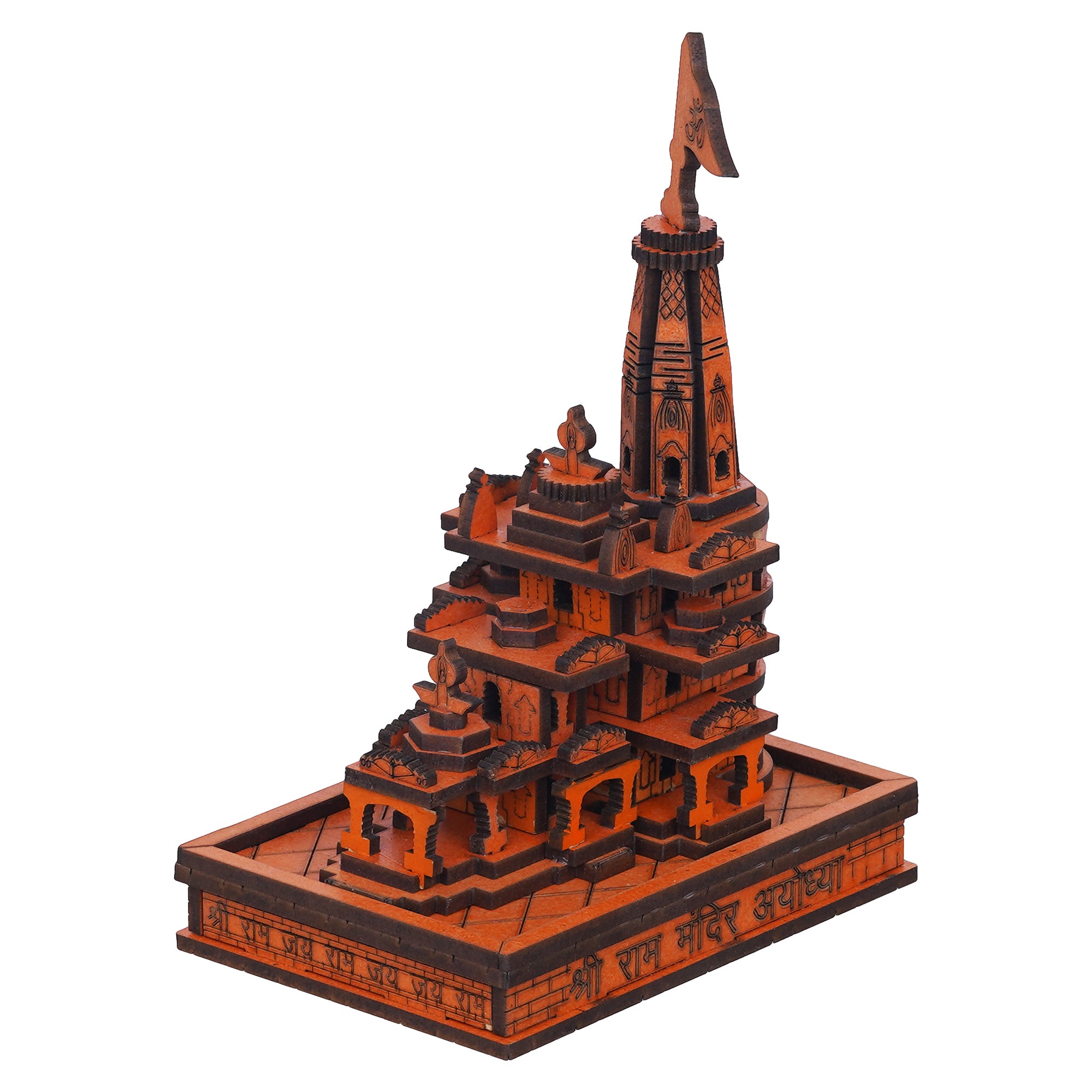 eCraftIndia Shri Ram Mandir Ayodhya Model - Wooden MDF Craftsmanship Authentic Designer Temple - Ideal for Home Temple, Decor, and Spiritual Gifting (Orange, Brown) 6