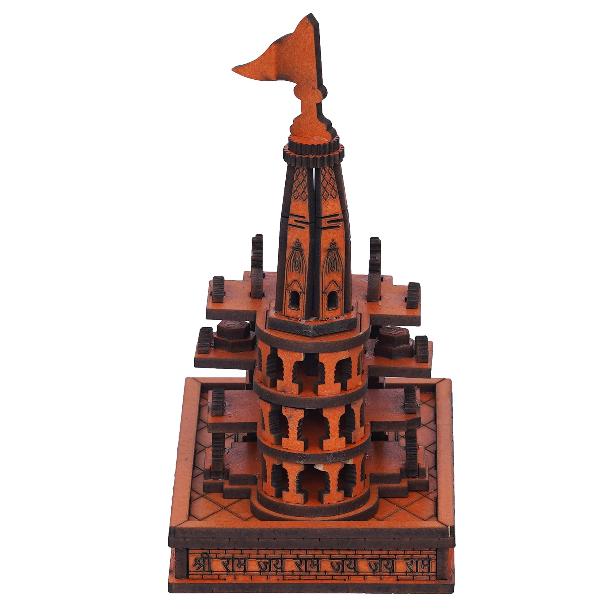eCraftIndia Shri Ram Mandir Ayodhya Model - Wooden MDF Craftsmanship Authentic Designer Temple - Ideal for Home Temple, Decor, and Spiritual Gifting (Orange, Brown) 8