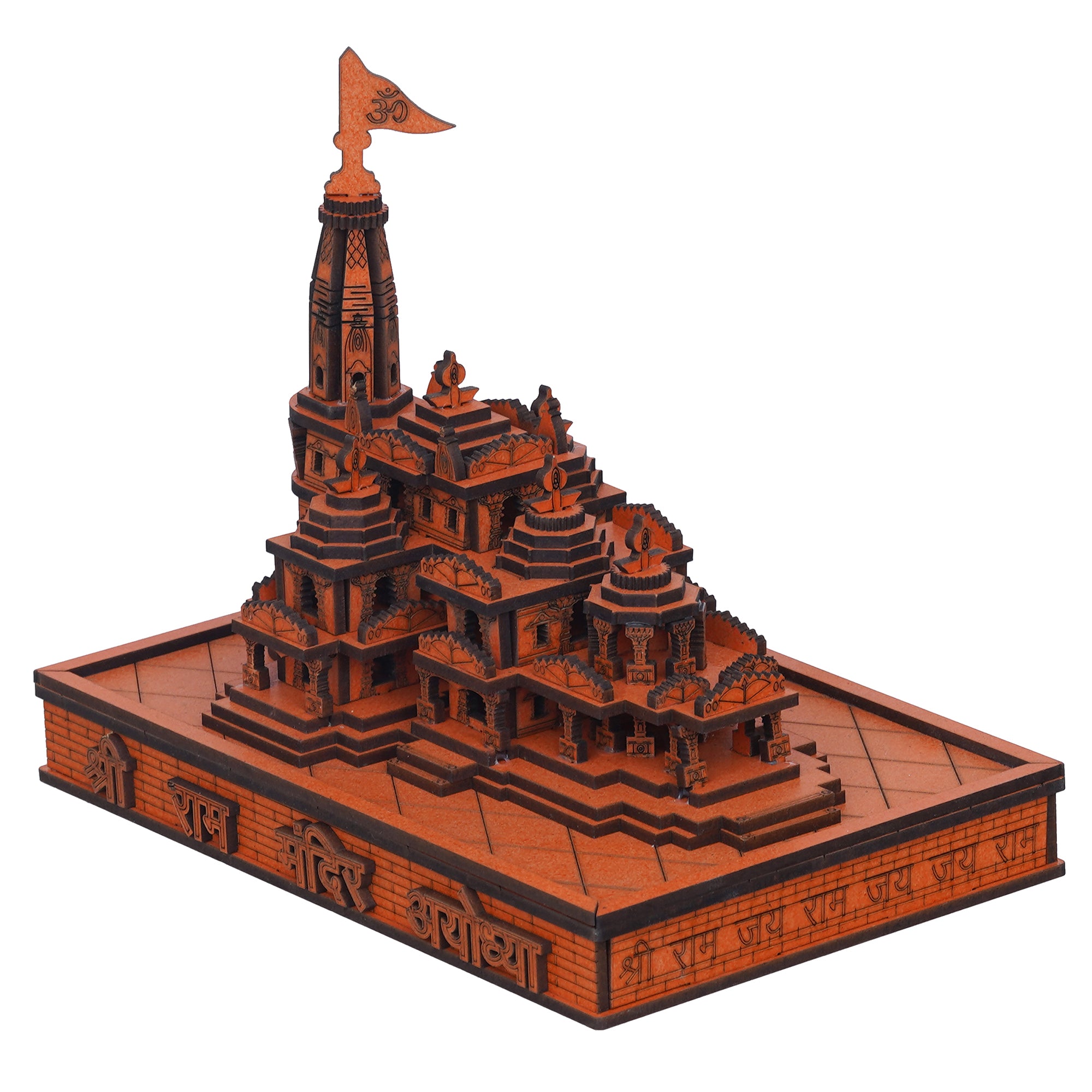 eCraftIndia Shri Ram Mandir Ayodhya Model - Wooden MDF Craftsmanship Authentic Designer Temple - Ideal for Home Temple, Decor, and Spiritual Gifting (Orange) 2
