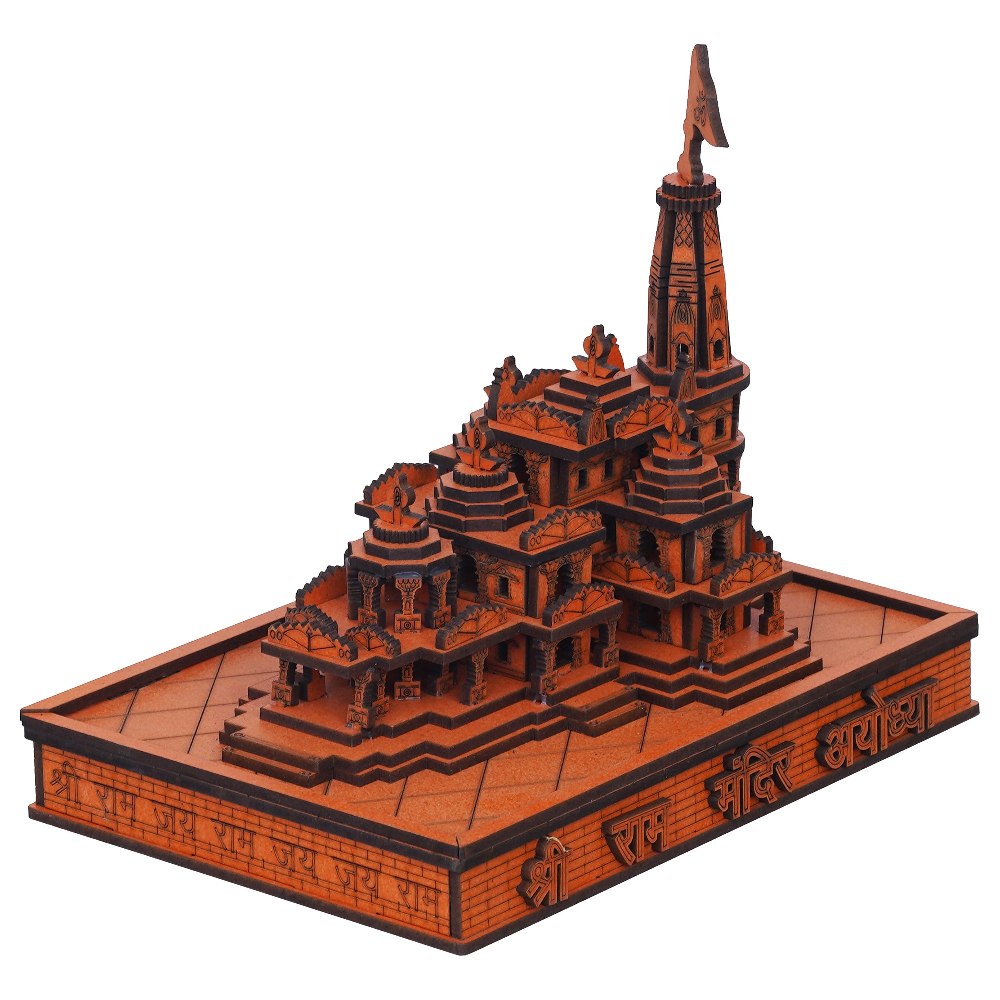 eCraftIndia Shri Ram Mandir Ayodhya Model - Wooden MDF Craftsmanship Authentic Designer Temple - Ideal for Home Temple, Decor, and Spiritual Gifting (Orange) 6