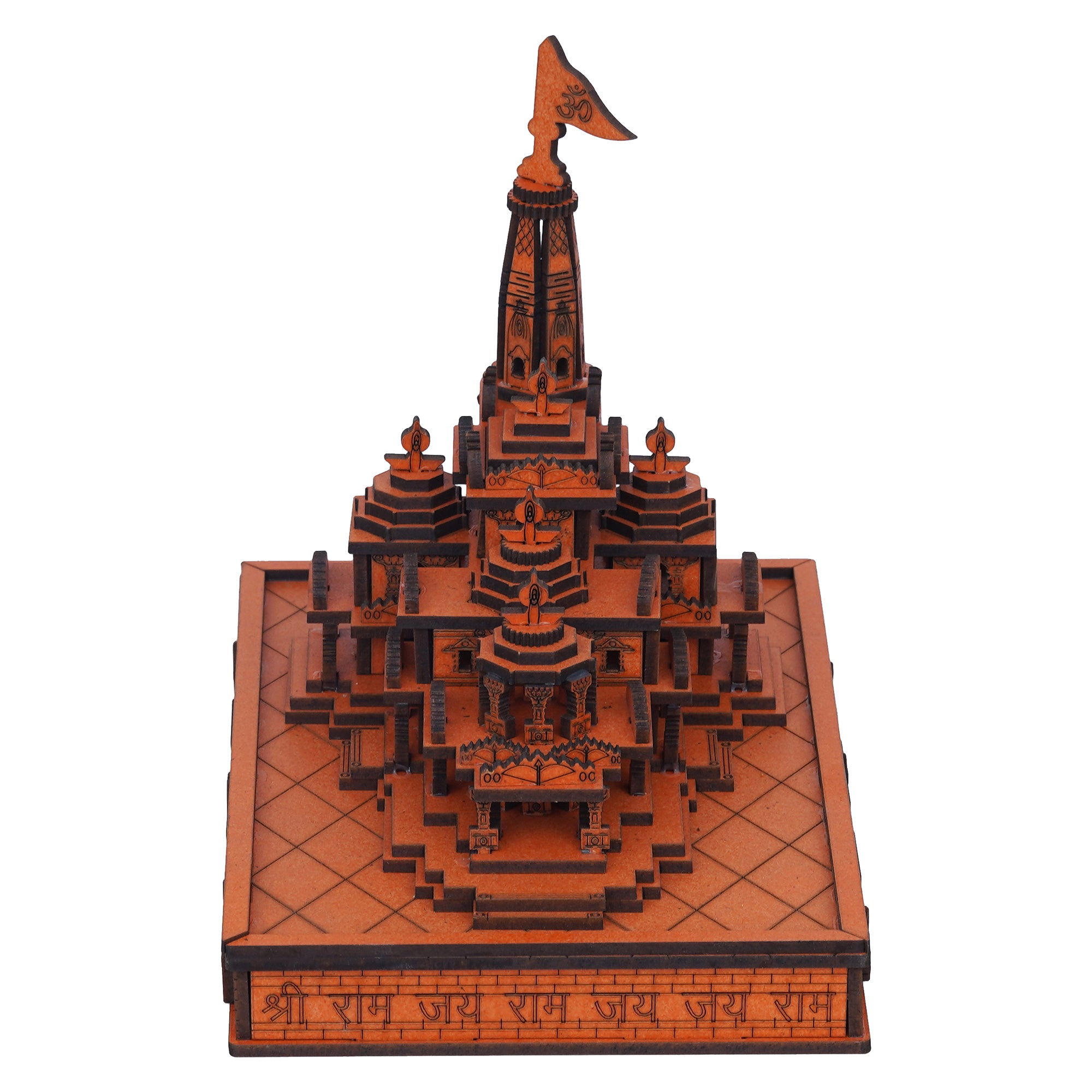 eCraftIndia Shri Ram Mandir Ayodhya Model - Wooden MDF Craftsmanship Authentic Designer Temple - Ideal for Home Temple, Decor, and Spiritual Gifting (Orange) 7