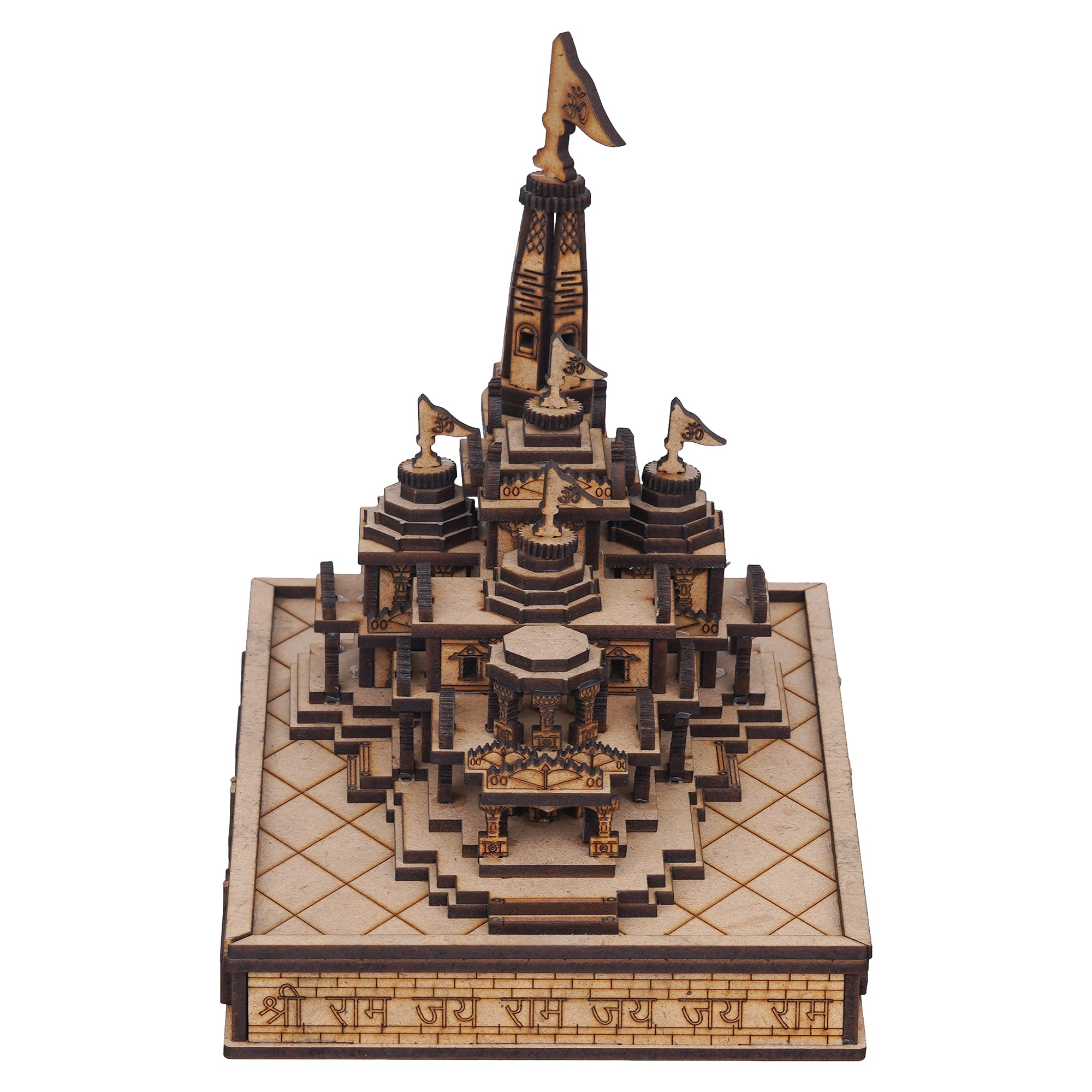 eCraftIndia Shri Ram Mandir Ayodhya Model - Wooden MDF Craftsmanship Authentic Designer Temple - Ideal for Home Temple, Decor, and Spiritual Gifting (Beige, Brown) 7