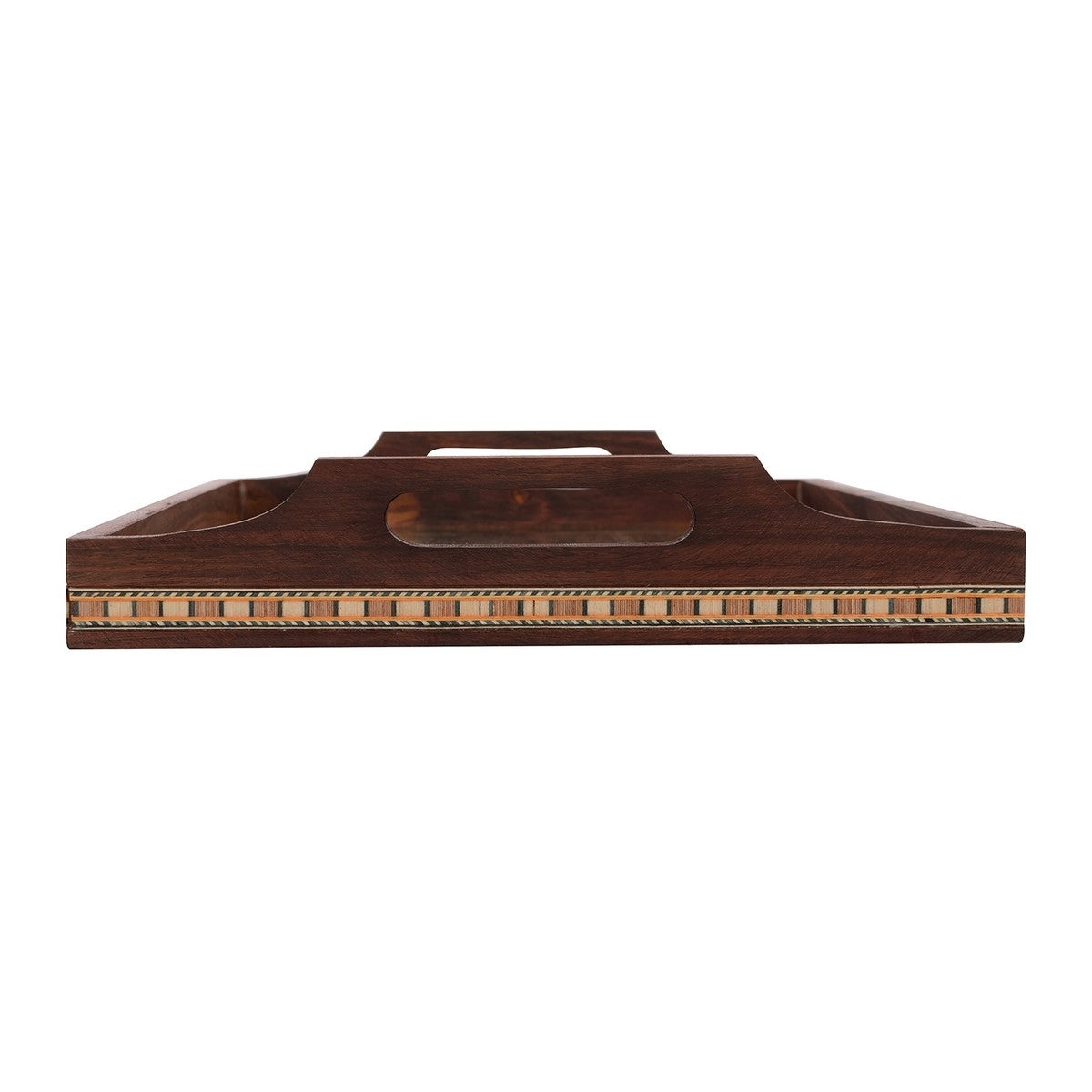 Multipurpose Gemstone Filled 12 Sq Brown Wooden Utility Tray 2