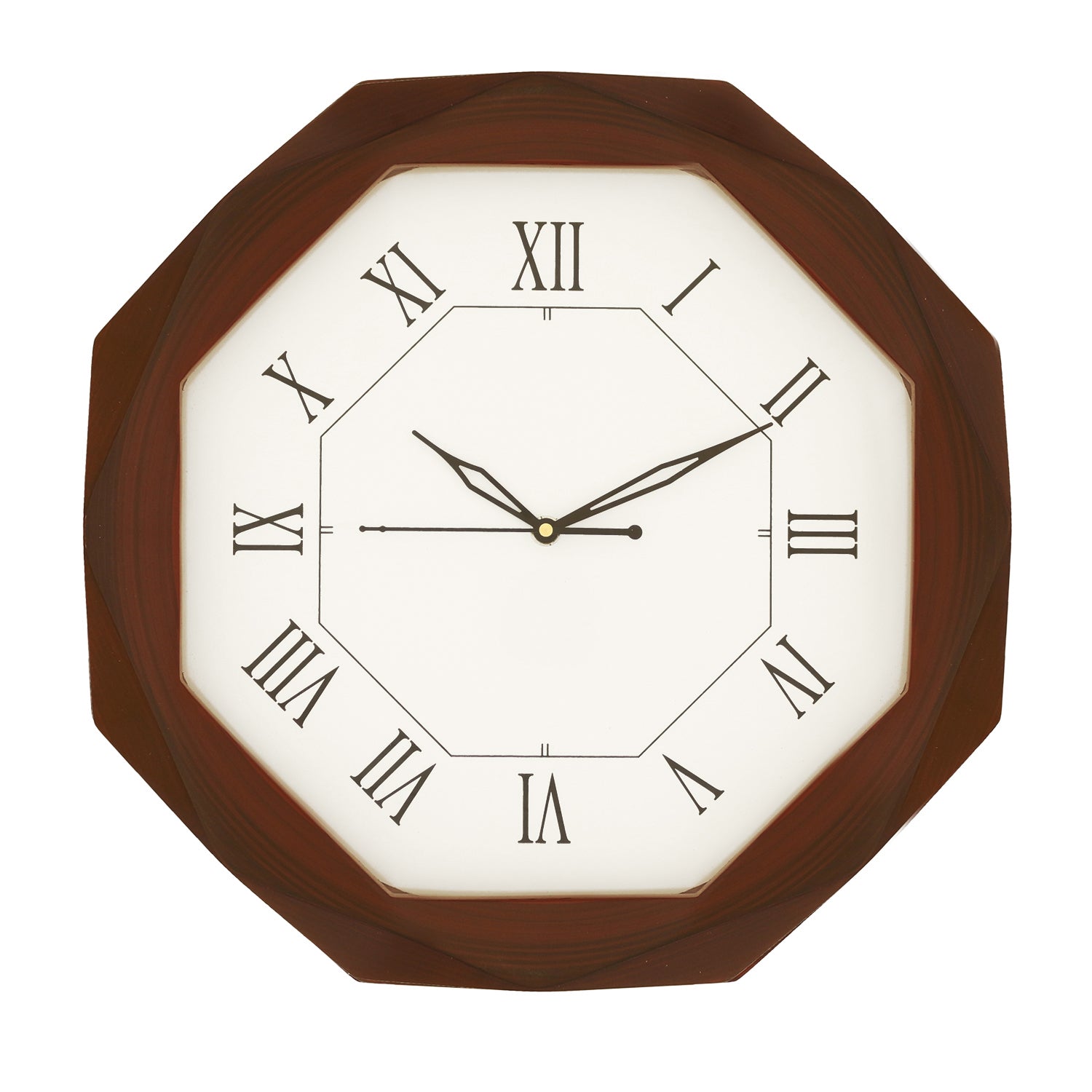 Rosewood Octangle Shape Analog Wooden Wall Clock