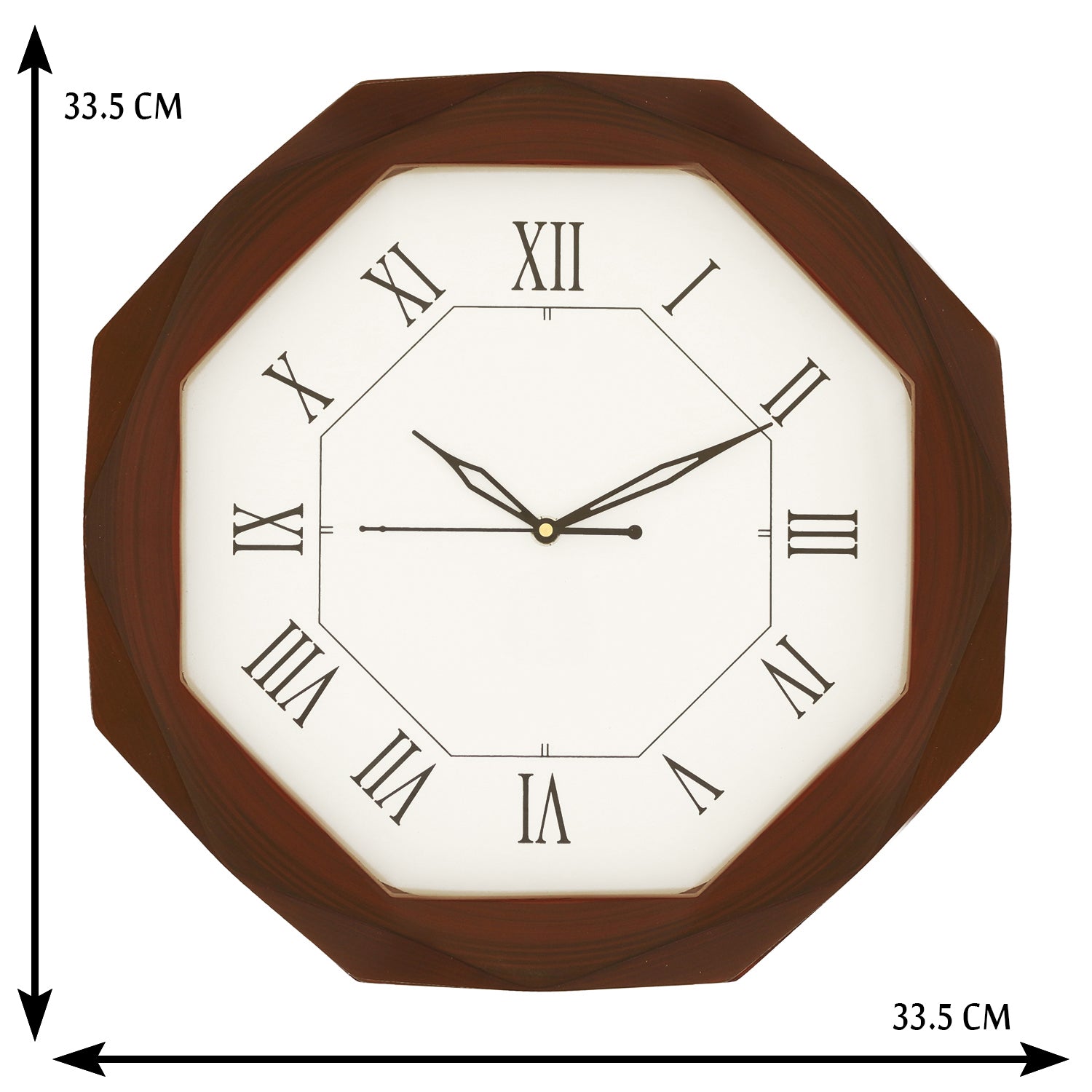 Rosewood Octangle Shape Analog Wooden Wall Clock 2