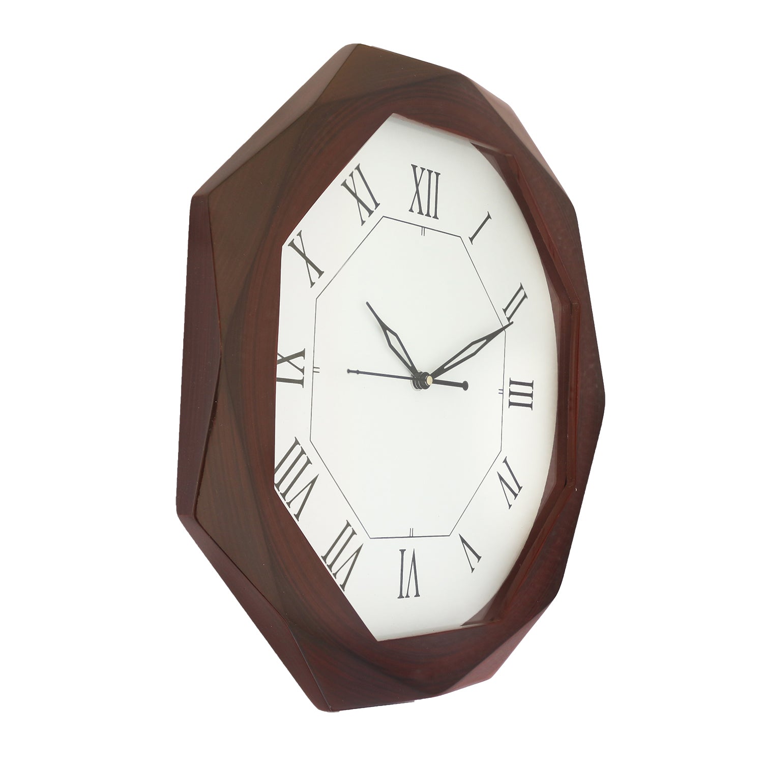 Rosewood Octangle Shape Analog Wooden Wall Clock 3