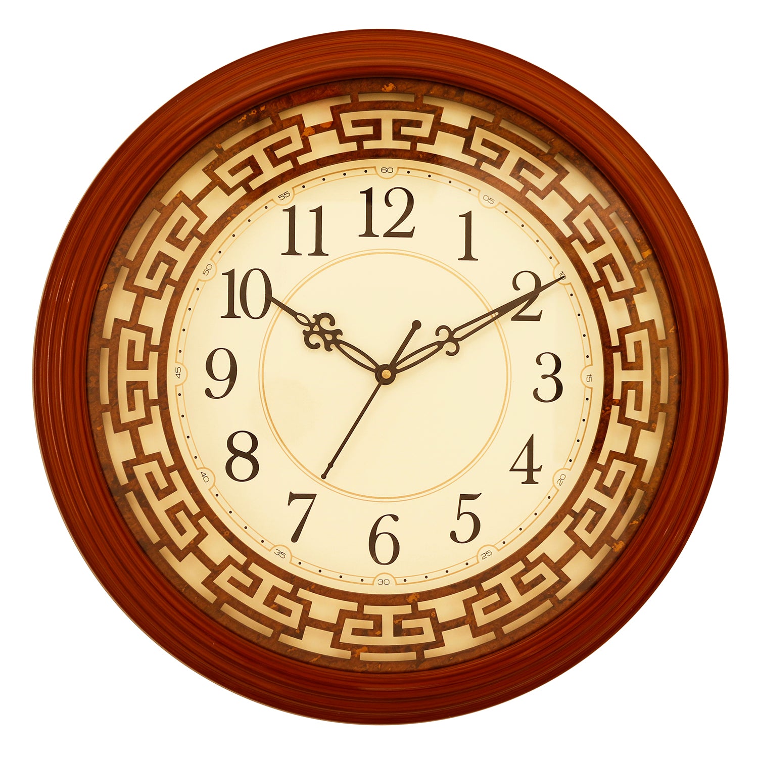 Brown Round Shape Analog Wooden Wall Clock