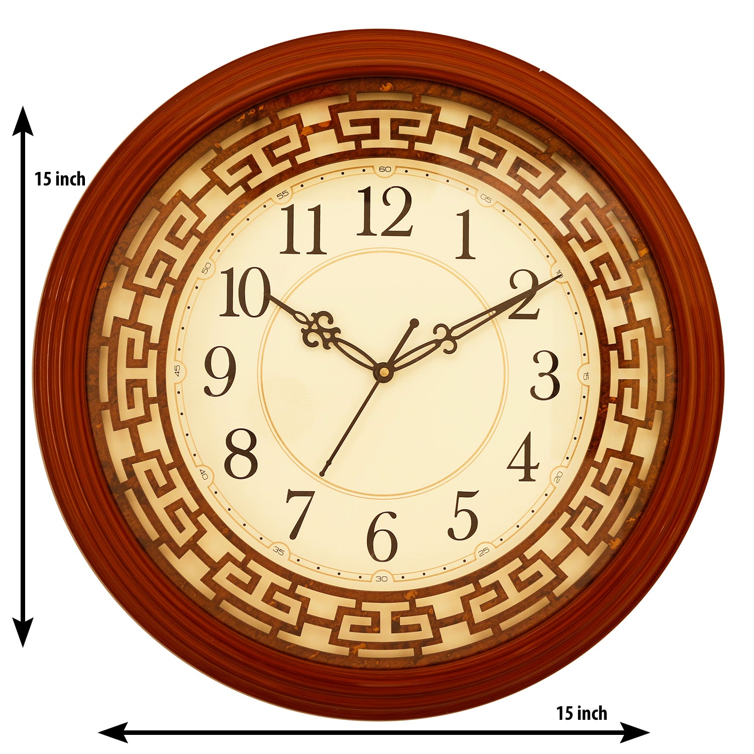 Brown Round Shape Analog Wooden Wall Clock 3