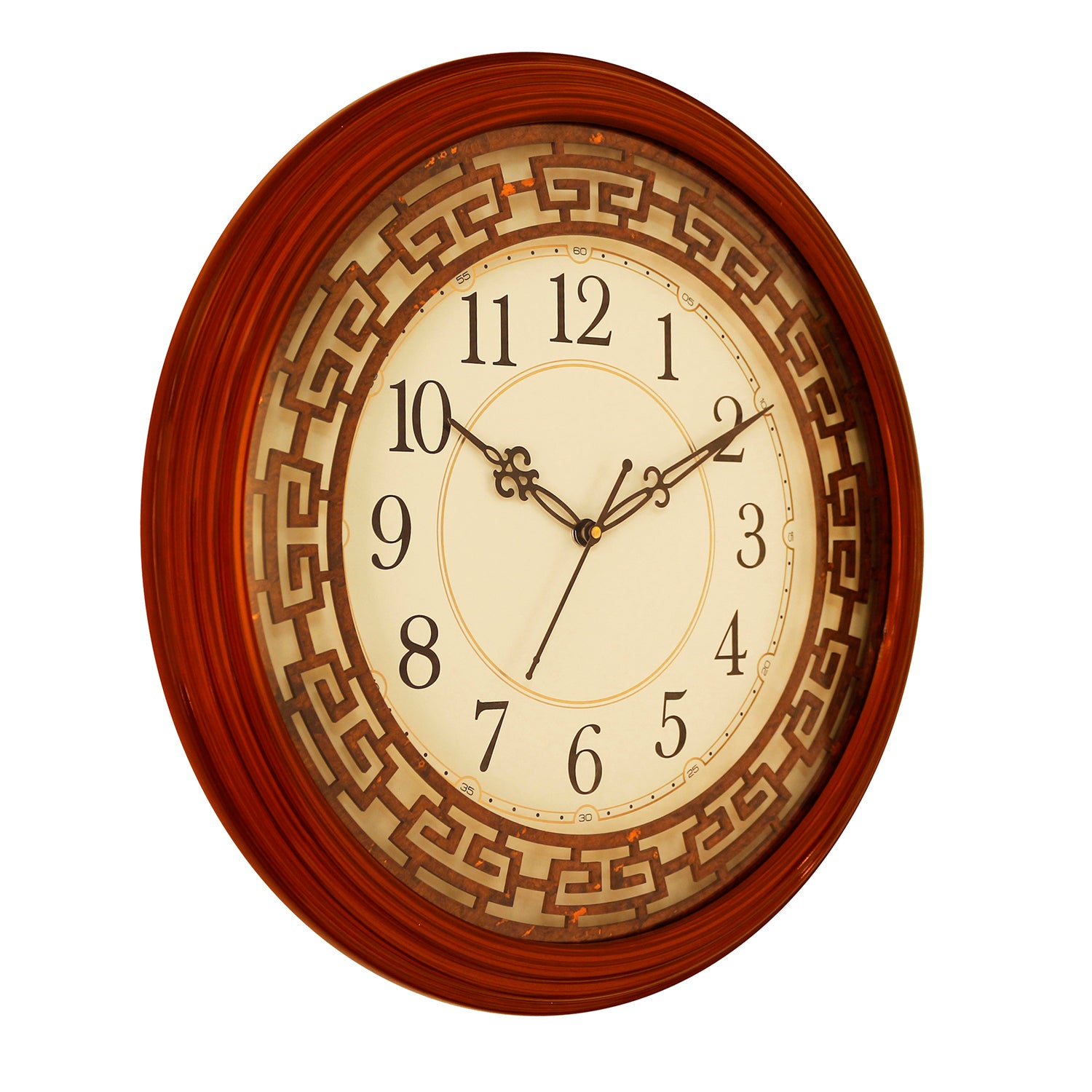 Brown Round Shape Analog Wooden Wall Clock 5