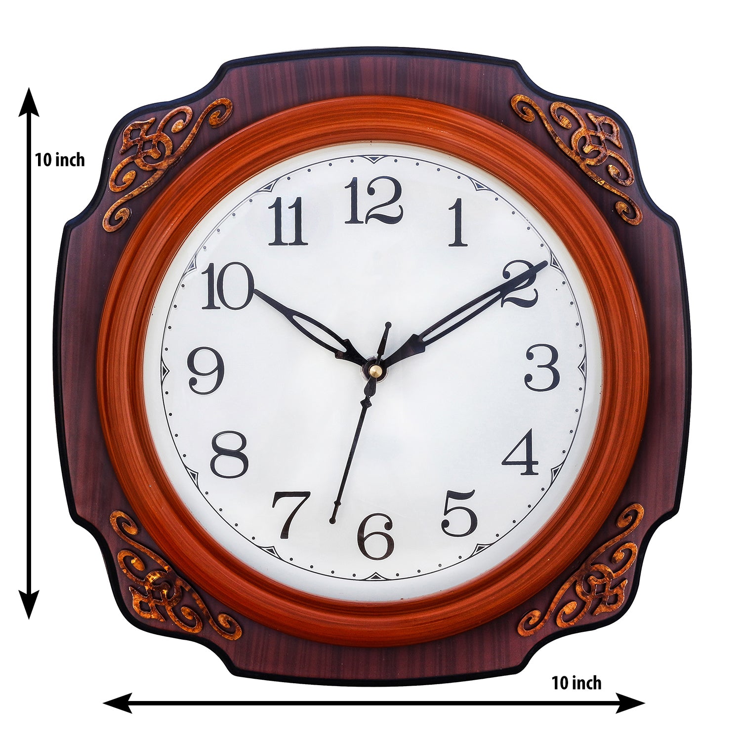 Cola Brown square wooden analog wall clock(25.4 cm x 25.4 cm) 2