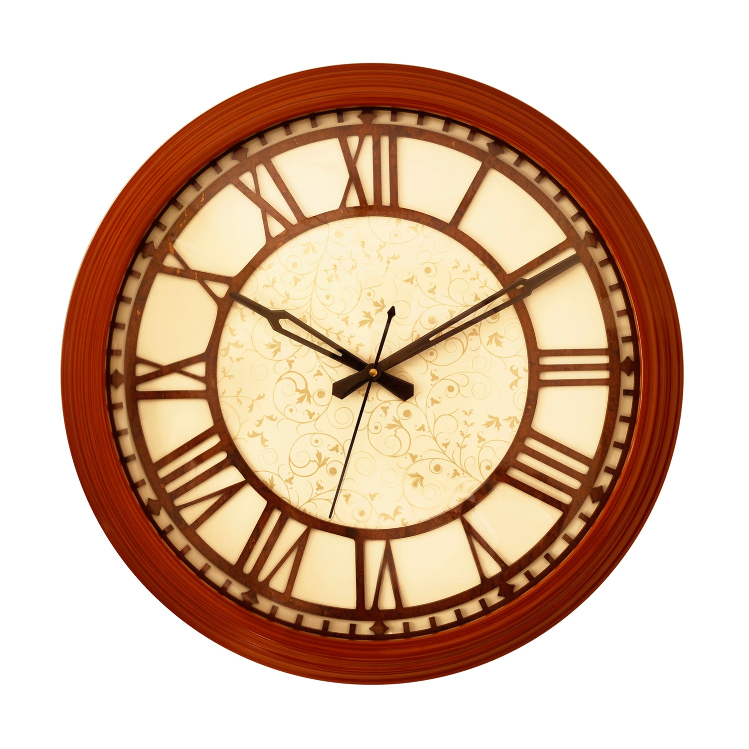 Brown round wooden analog wall clock(38 cm x 38 cm)