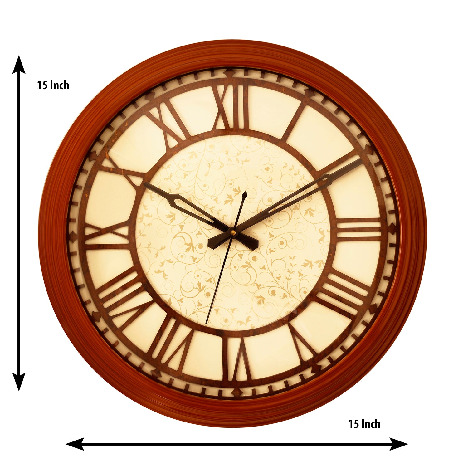 Brown round wooden analog wall clock(38 cm x 38 cm) 2