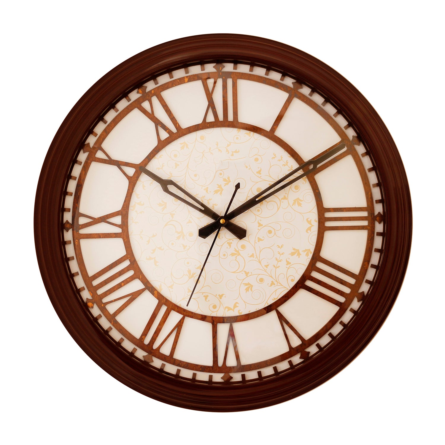 Cola Brown Round Shape Analog Wooden Wall Clock