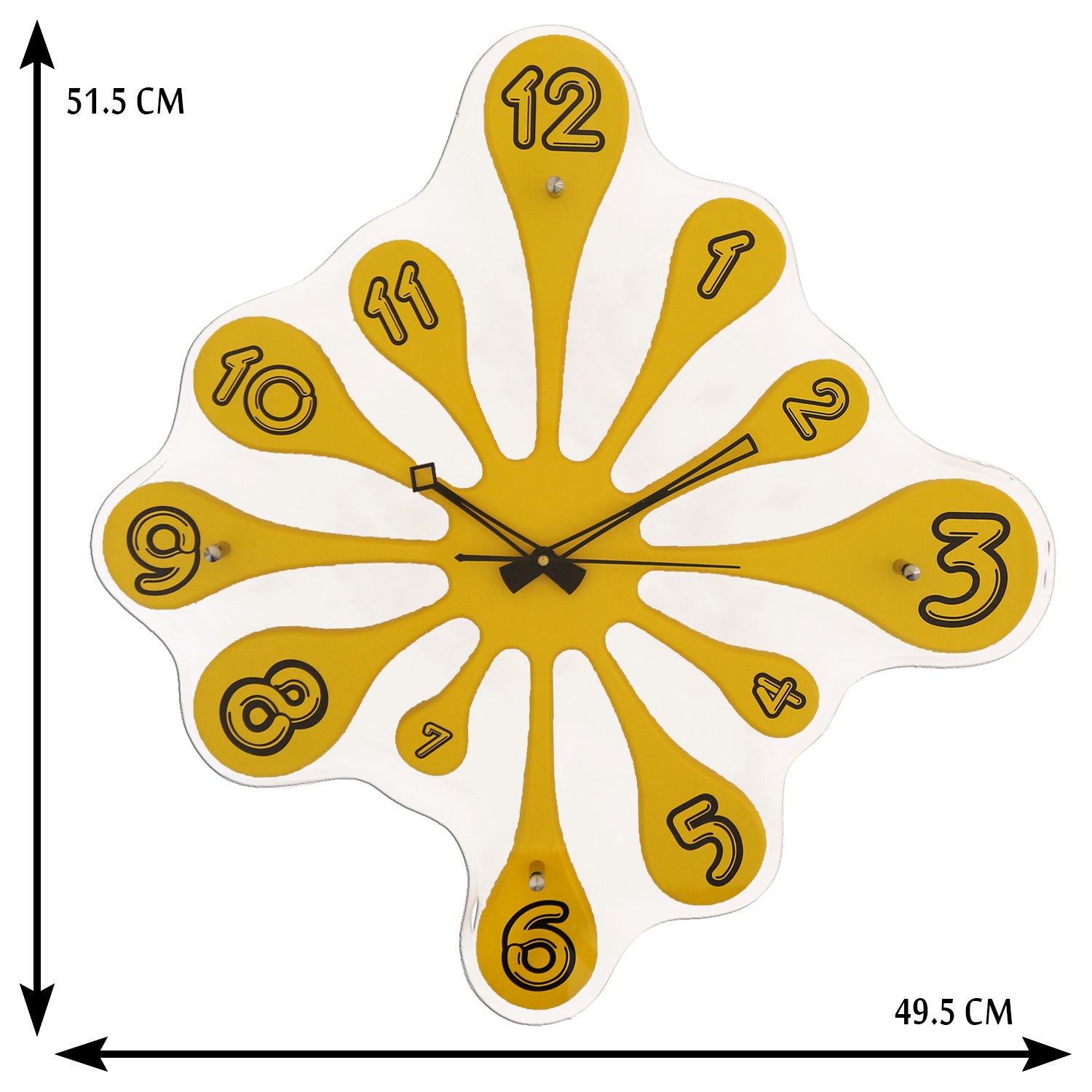 Yellow vertical wooden analog wall clock(51.5 cm x 49.5 cm) 2