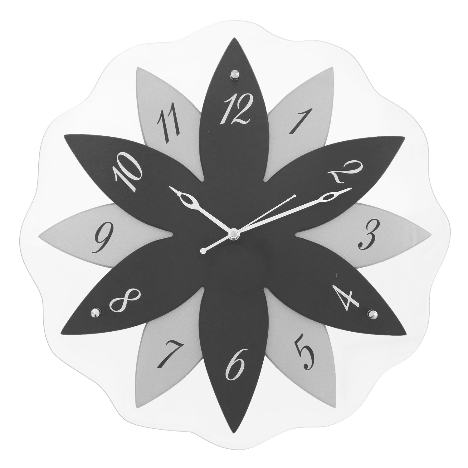 Black, silver flower wooden analog wall clock(40.5 cm x 40.5 cm)