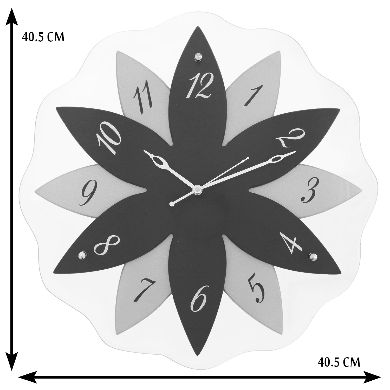 Black, silver flower wooden analog wall clock(40.5 cm x 40.5 cm) 2