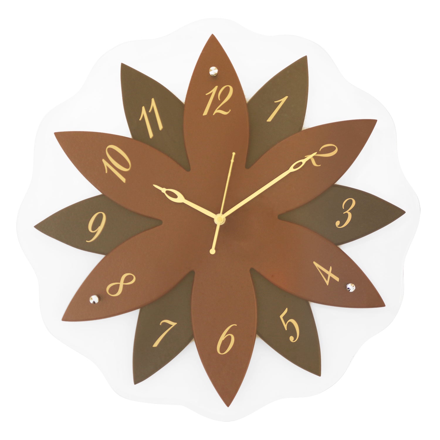 Brown,Black flower wooden analog wall clock(40.5 cm x 40.5 cm)