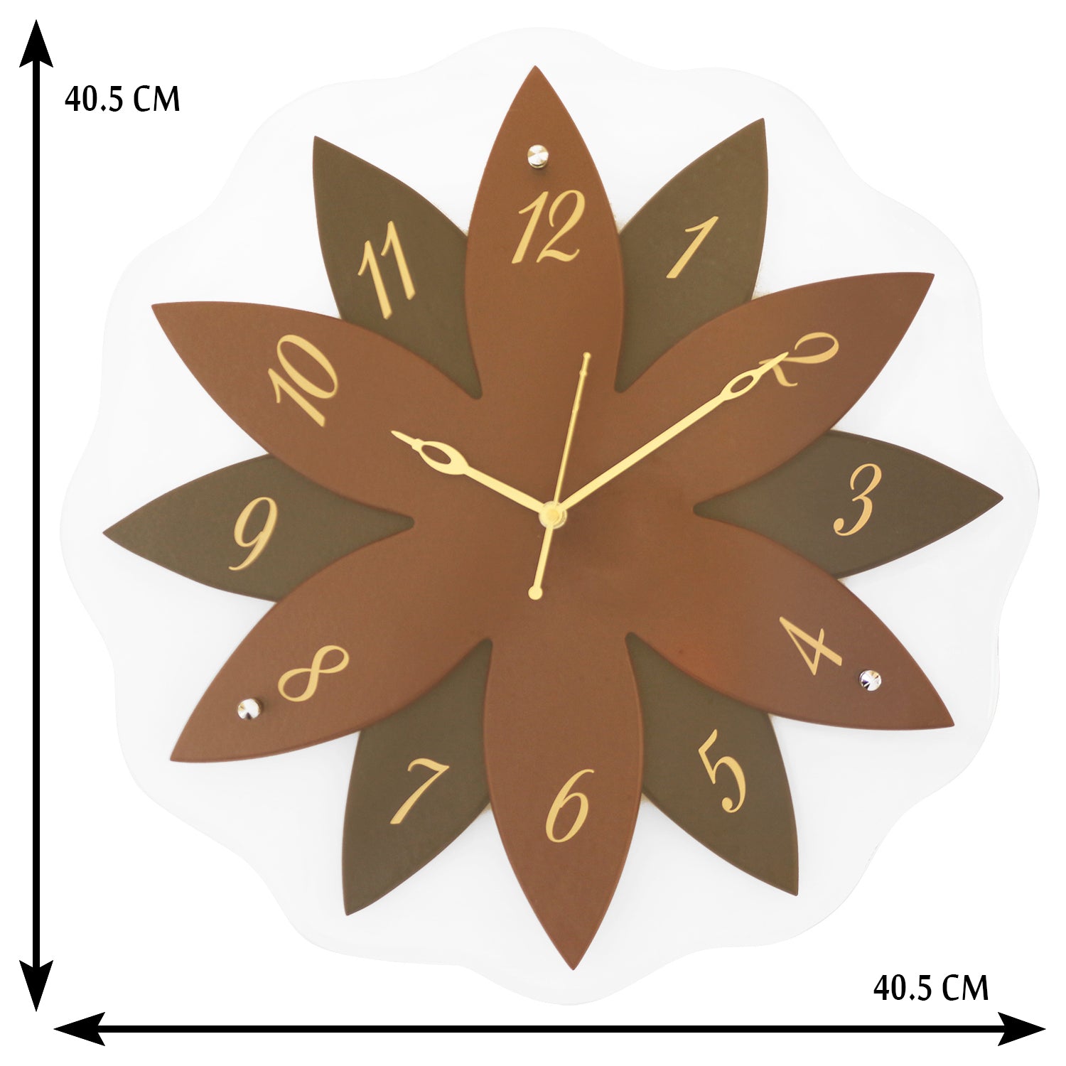 Brown,Black flower wooden analog wall clock(40.5 cm x 40.5 cm) 2